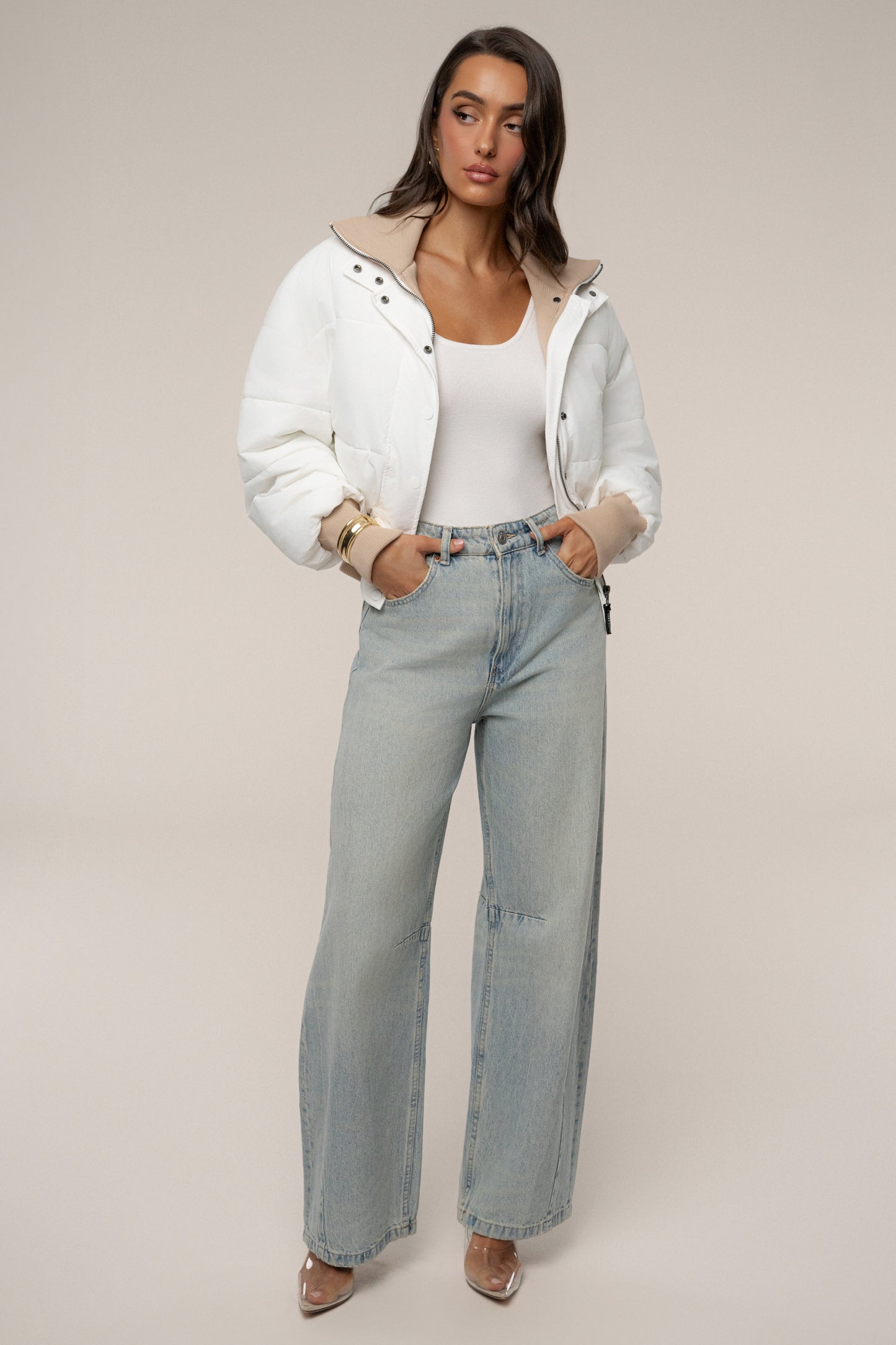 White Stassie Ribbed Jacket