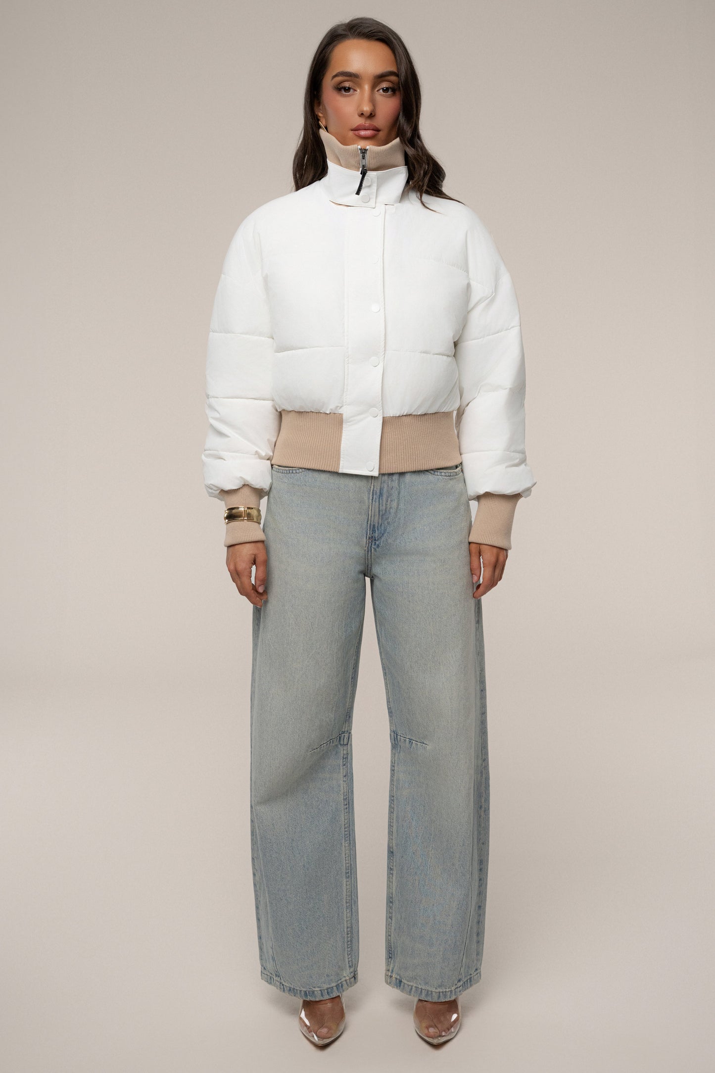 White Stassie Ribbed Jacket