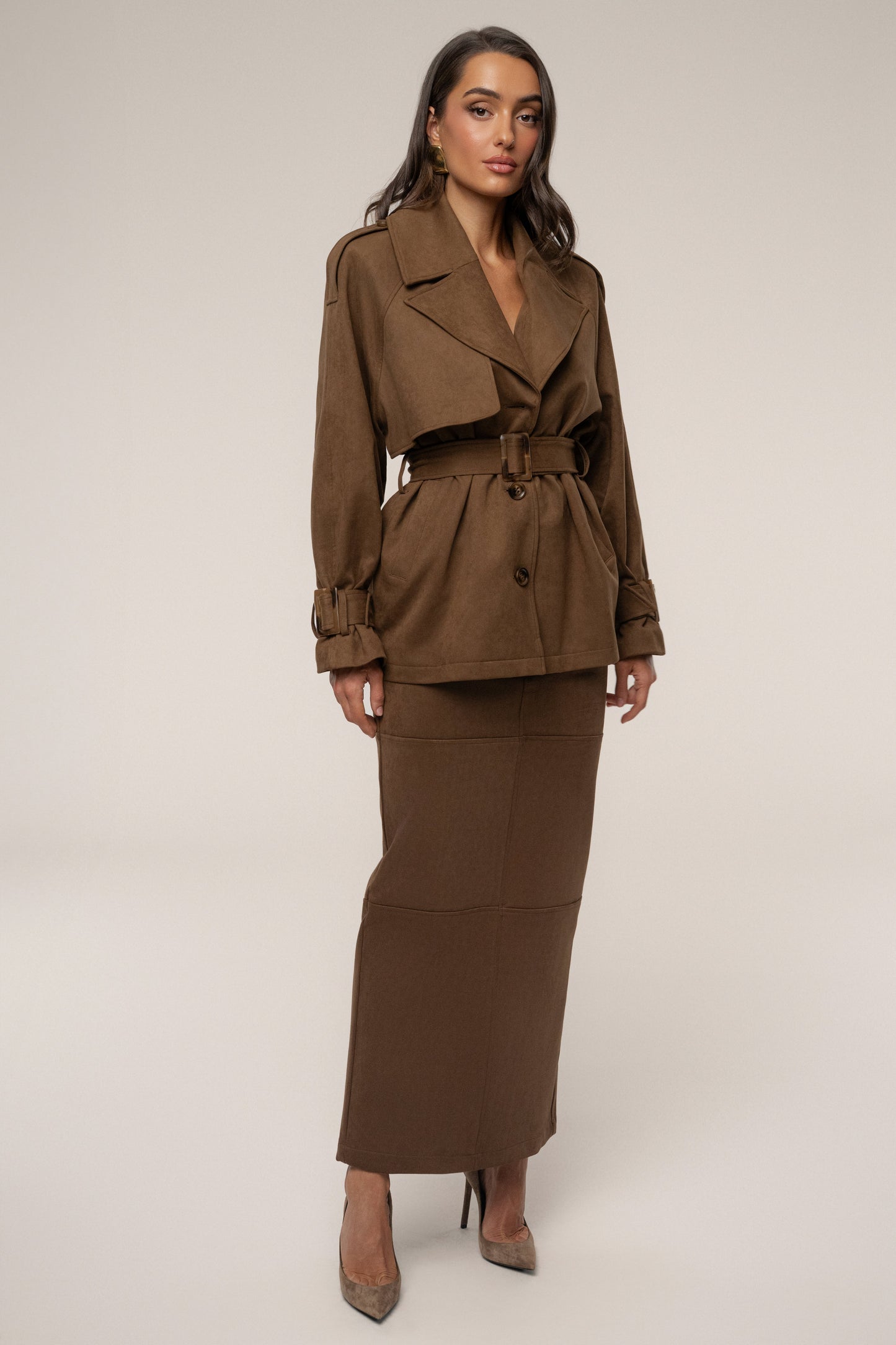 Chocolate Joy Suede Maxi Skirt