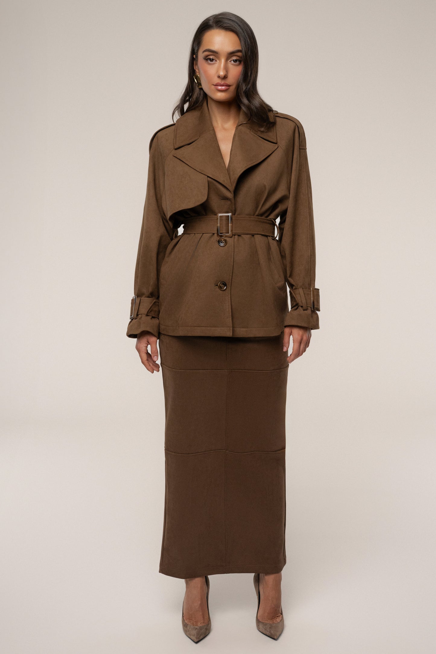 Chocolate Joy Suede Maxi Skirt