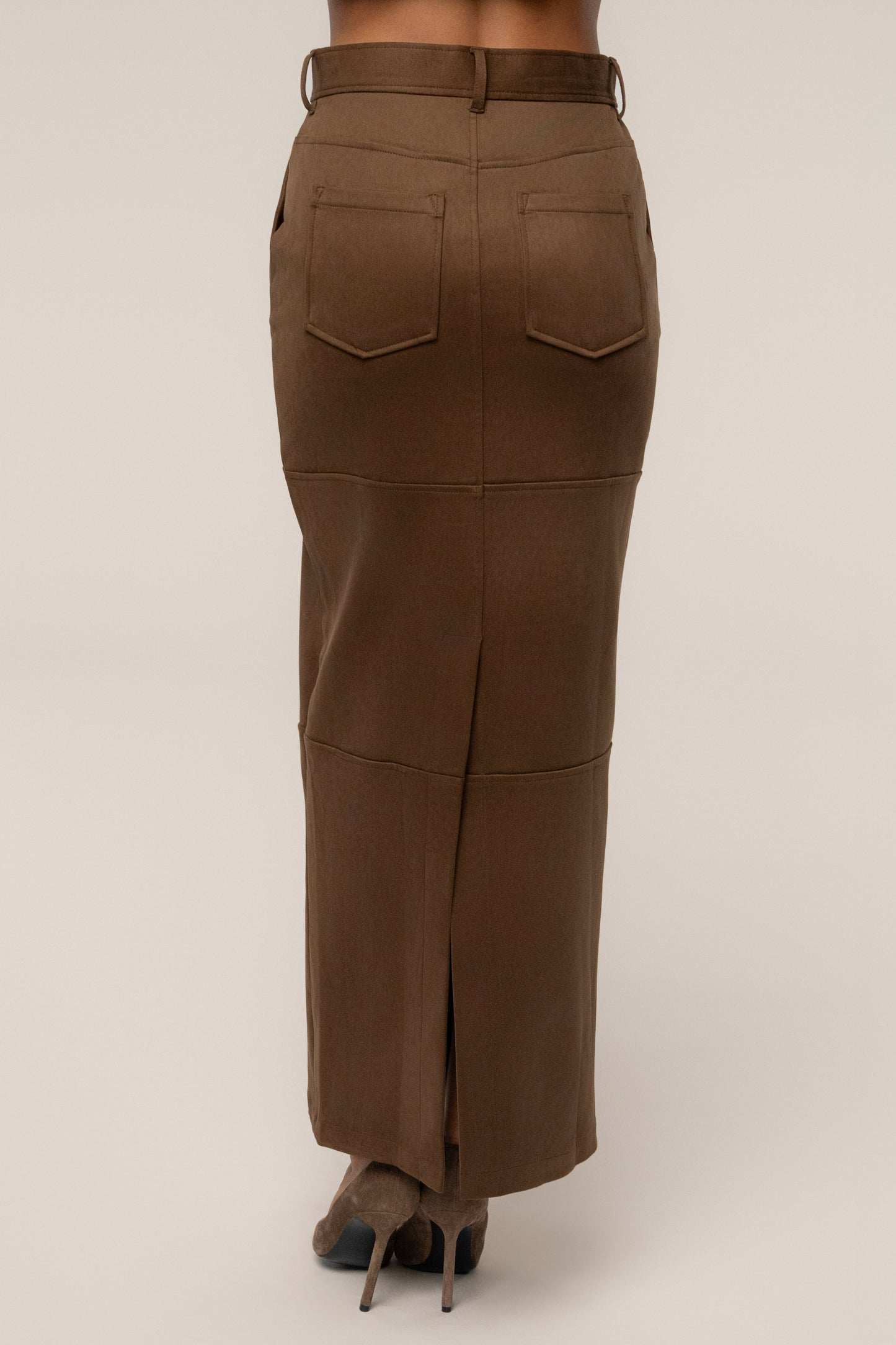 Chocolate Joy Suede Maxi Skirt
