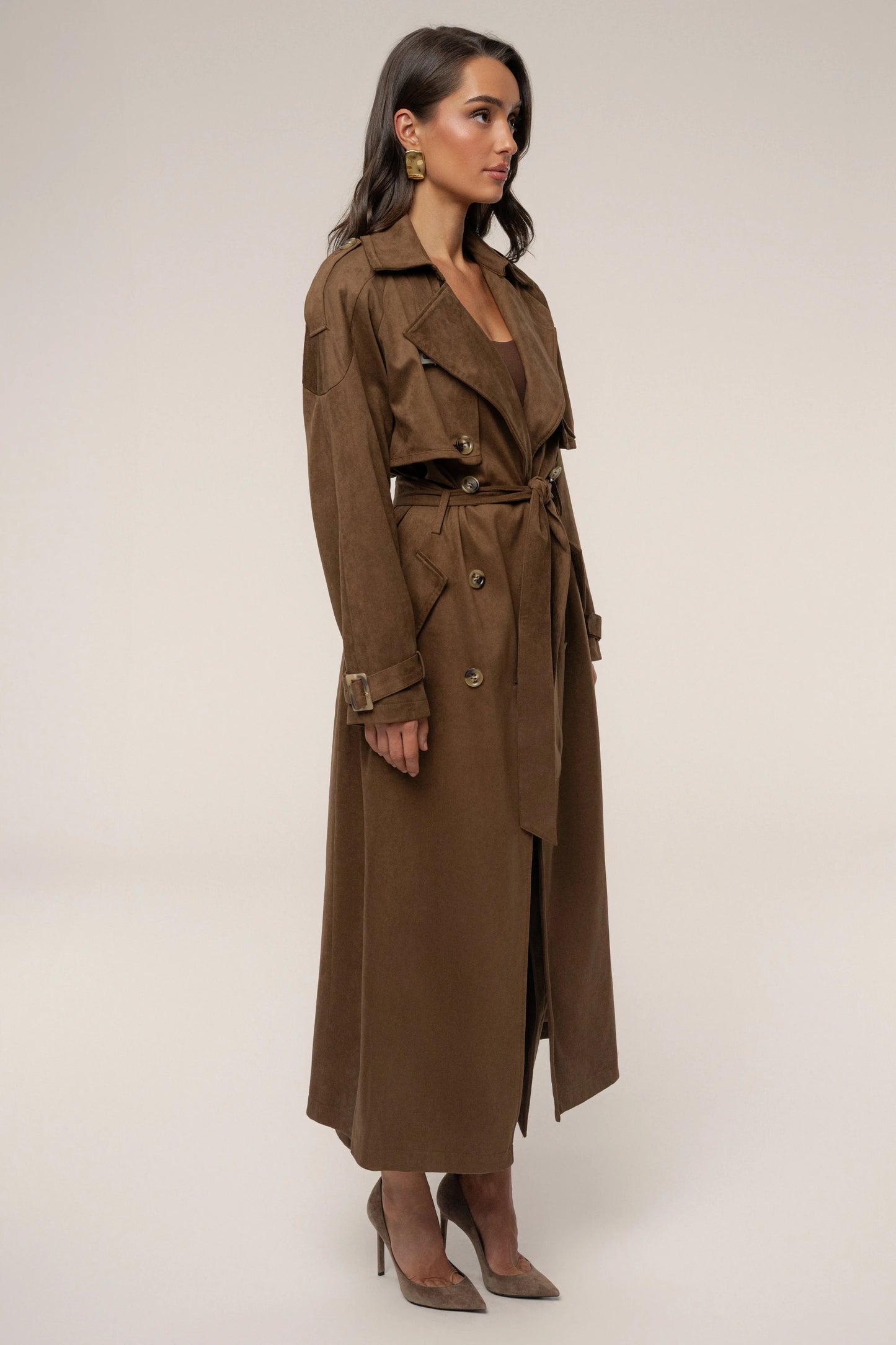 Chocolate Elite Suede Coat JLUXLABEL