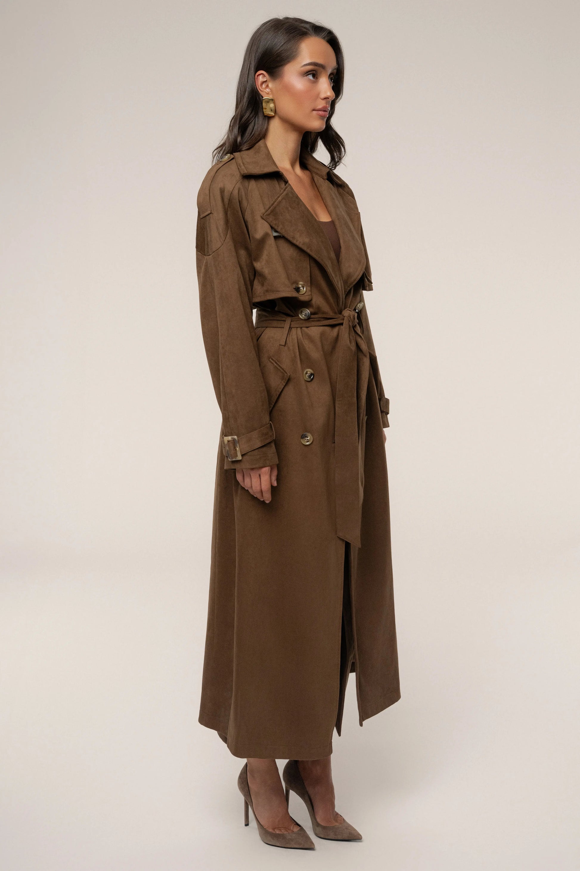 Chocolate Elite Suede Coat JLUXLABEL