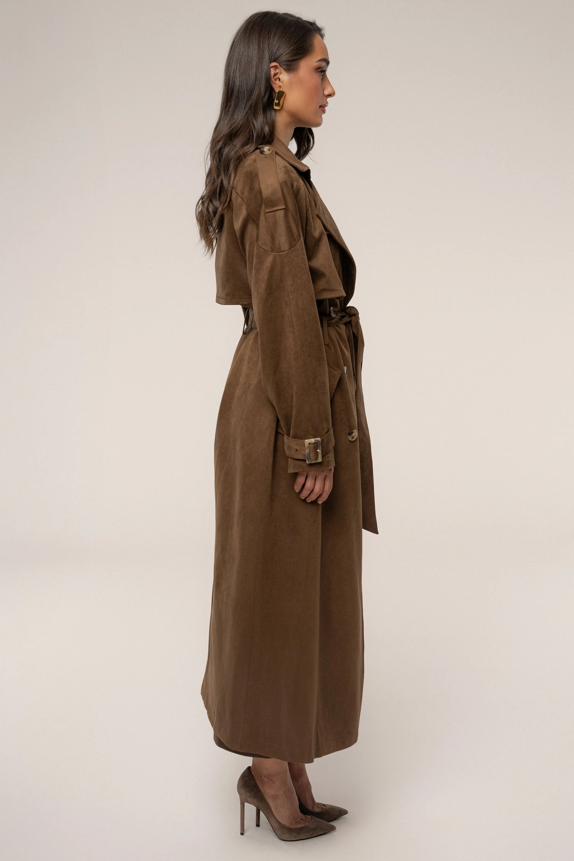 Chocolate Elite Suede Coat JLUXLABEL