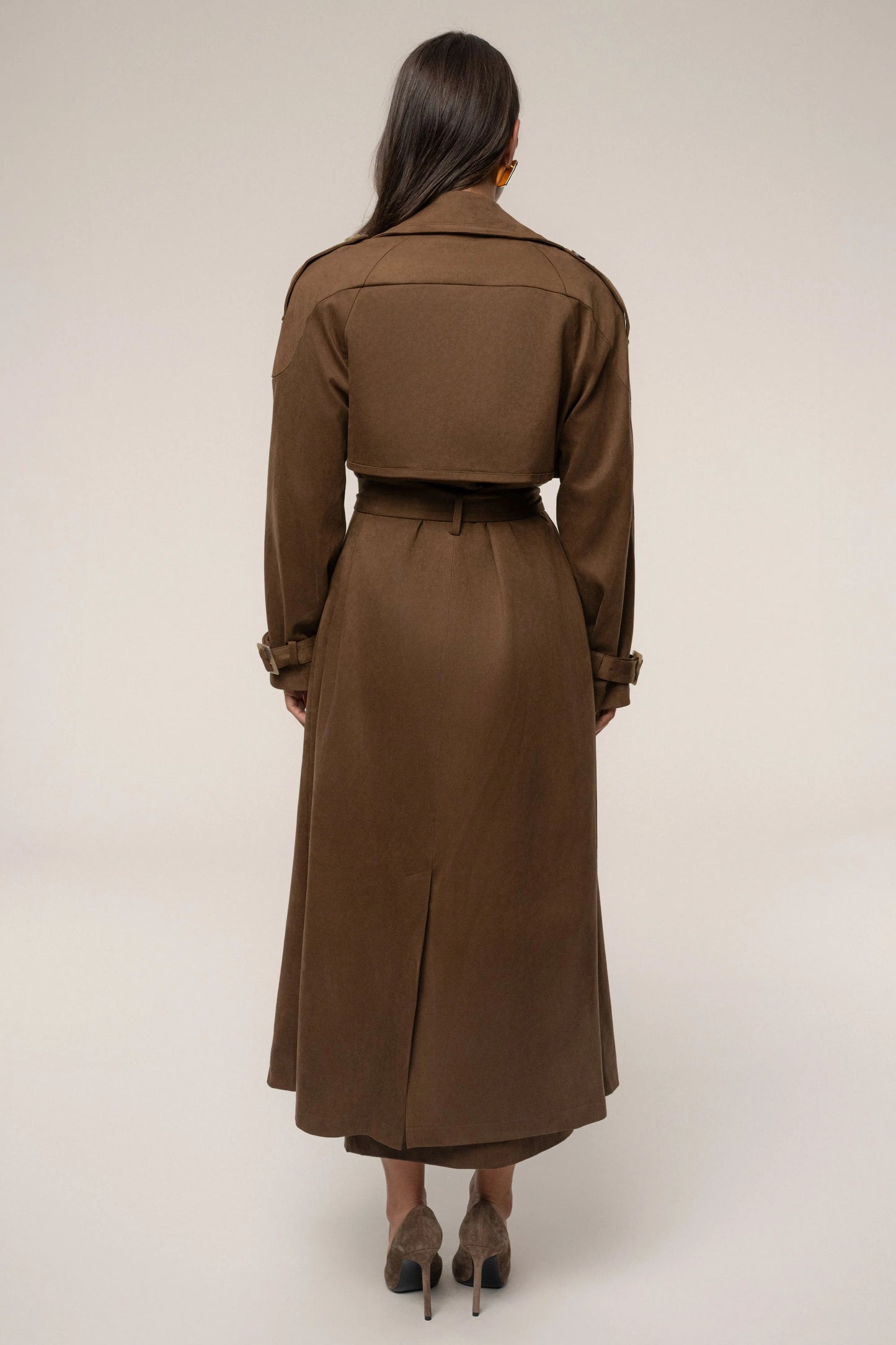 Chocolate Elite Suede Coat JLUXLABEL