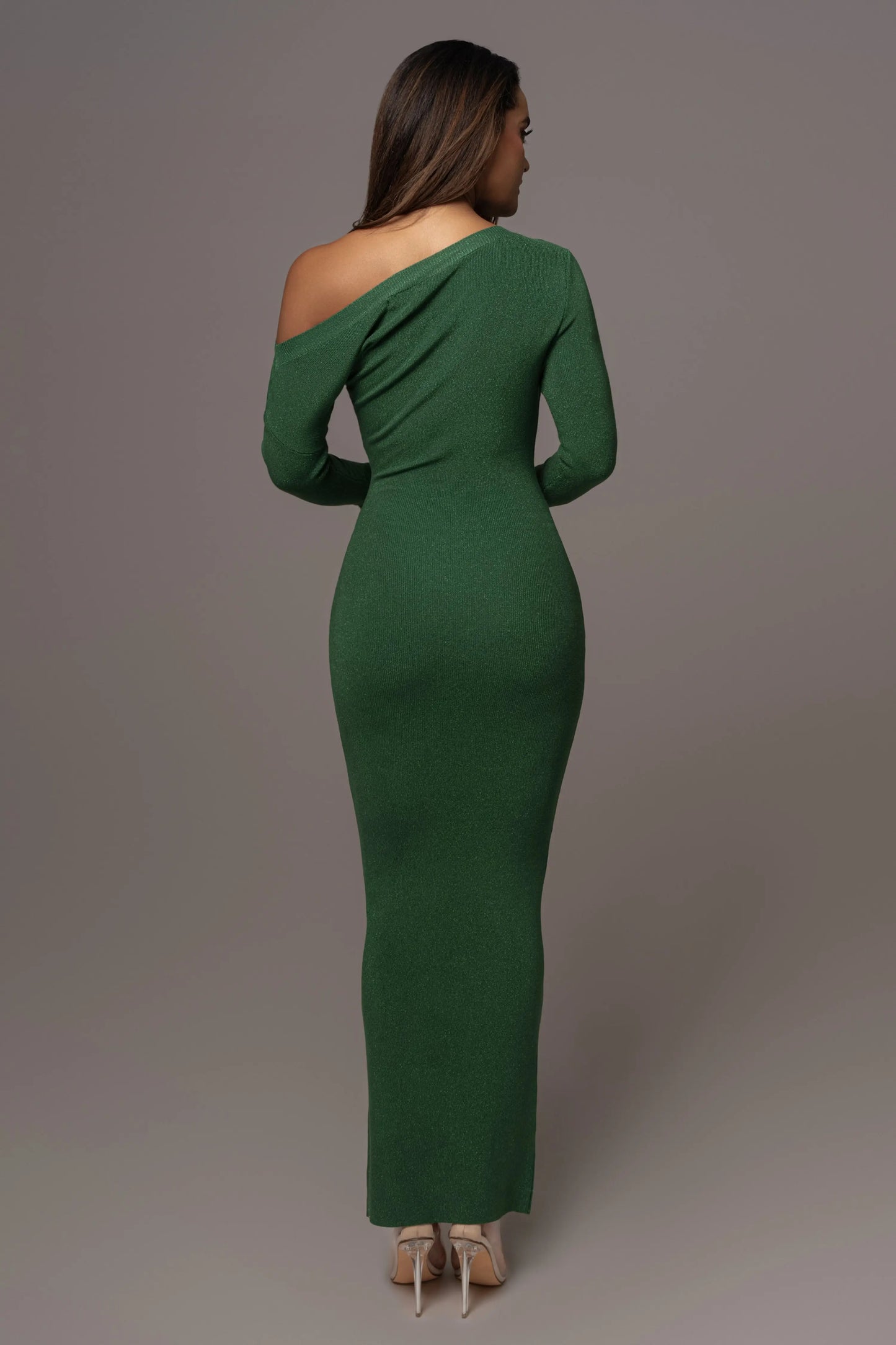 Green Night Shimmers Asymmetrical Maxi Dress JLUXLABEL