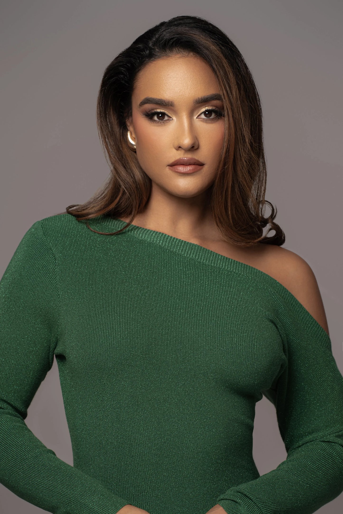 Green Night Shimmers Asymmetrical Maxi Dress JLUXLABEL