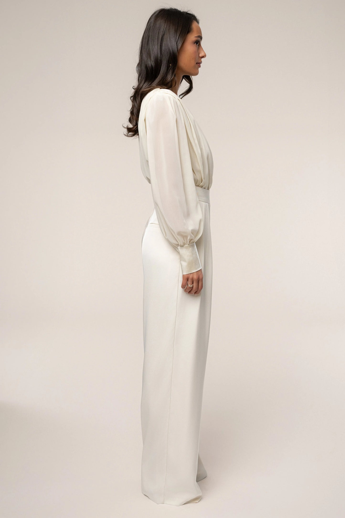 Ivory Refined Pleated Chiffon Top JLUXLABEL