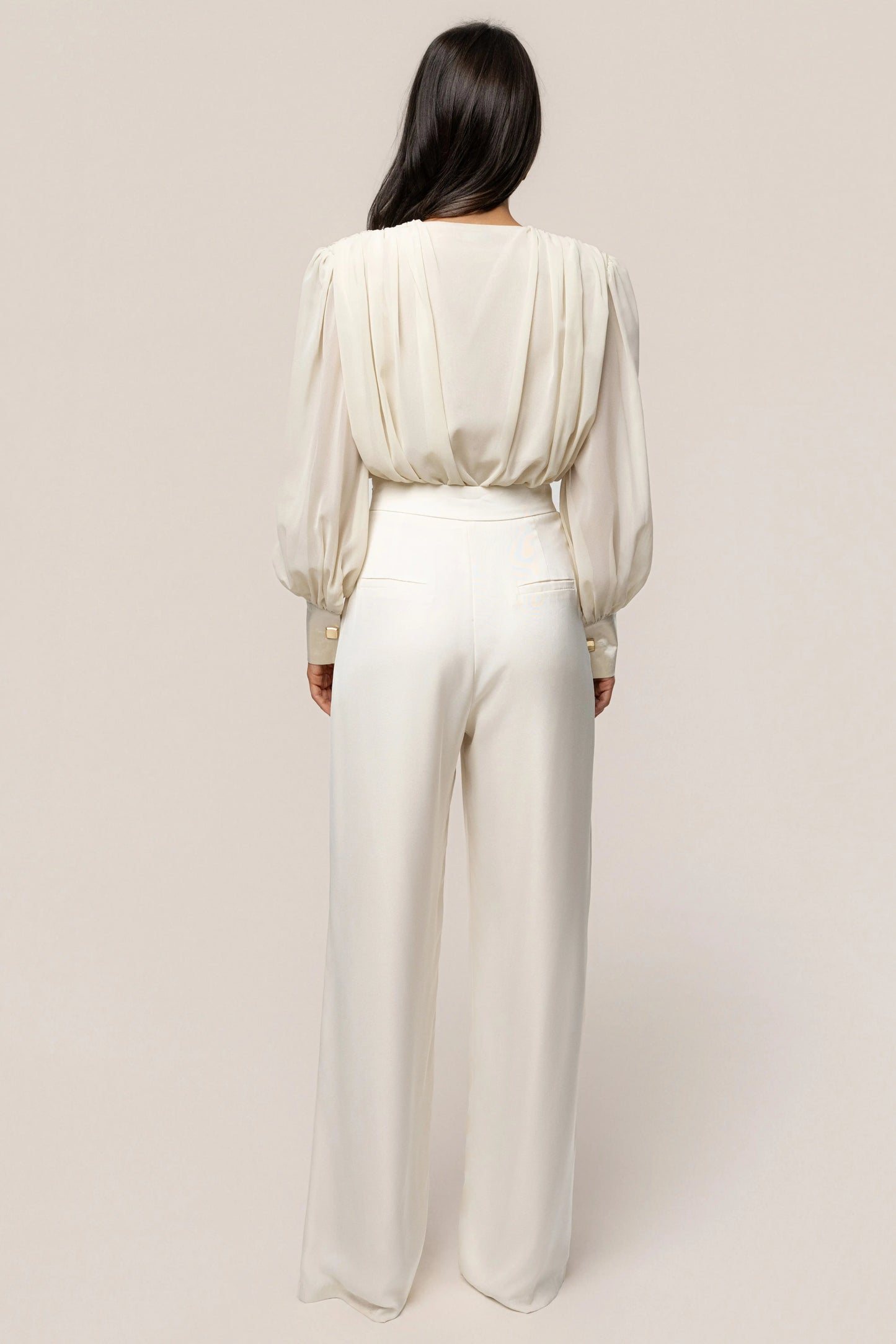 Ivory Refined Pleated Chiffon Top JLUXLABEL