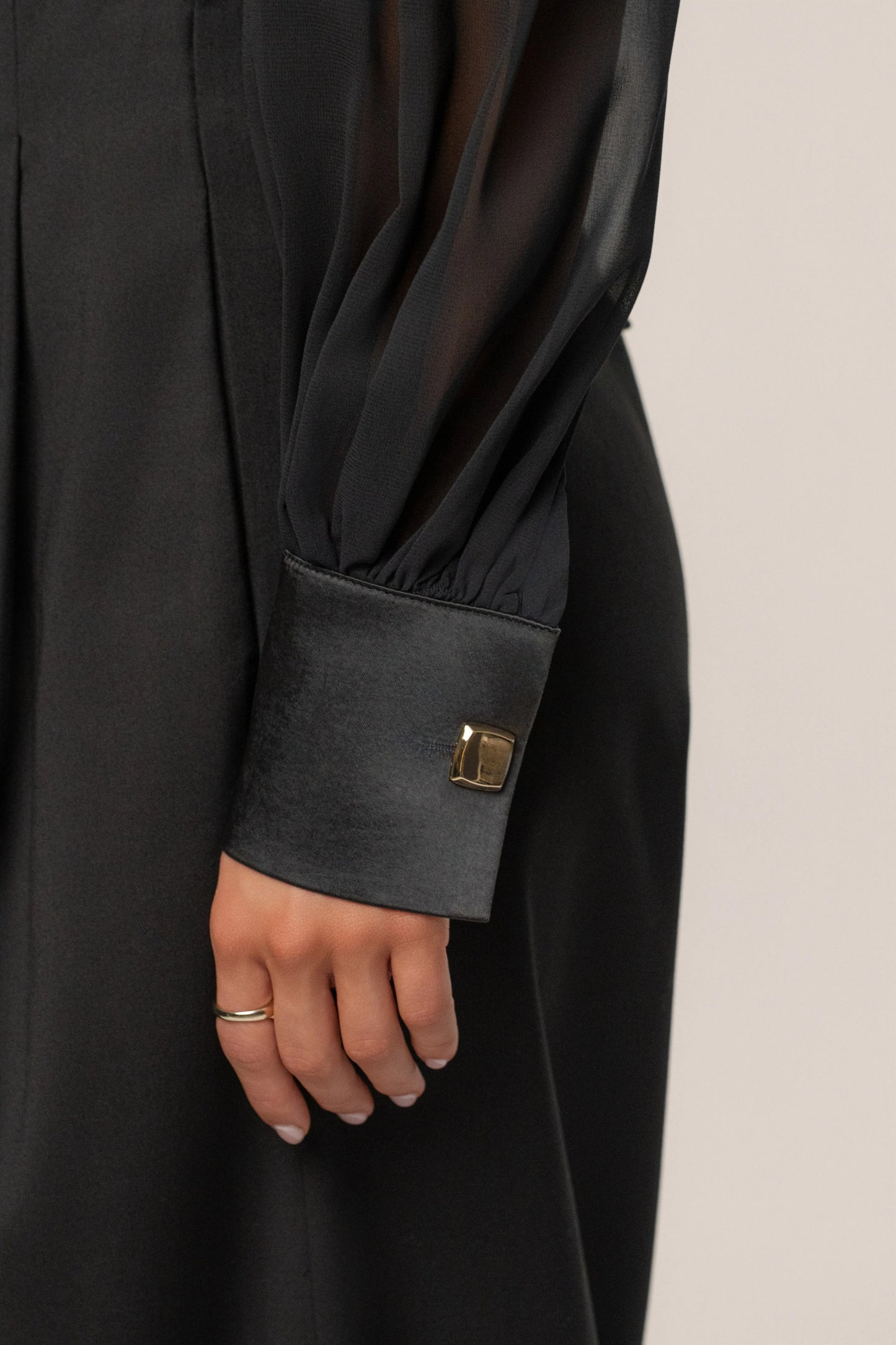 Black Refined Pleated Chiffon Top JLUXLABEL