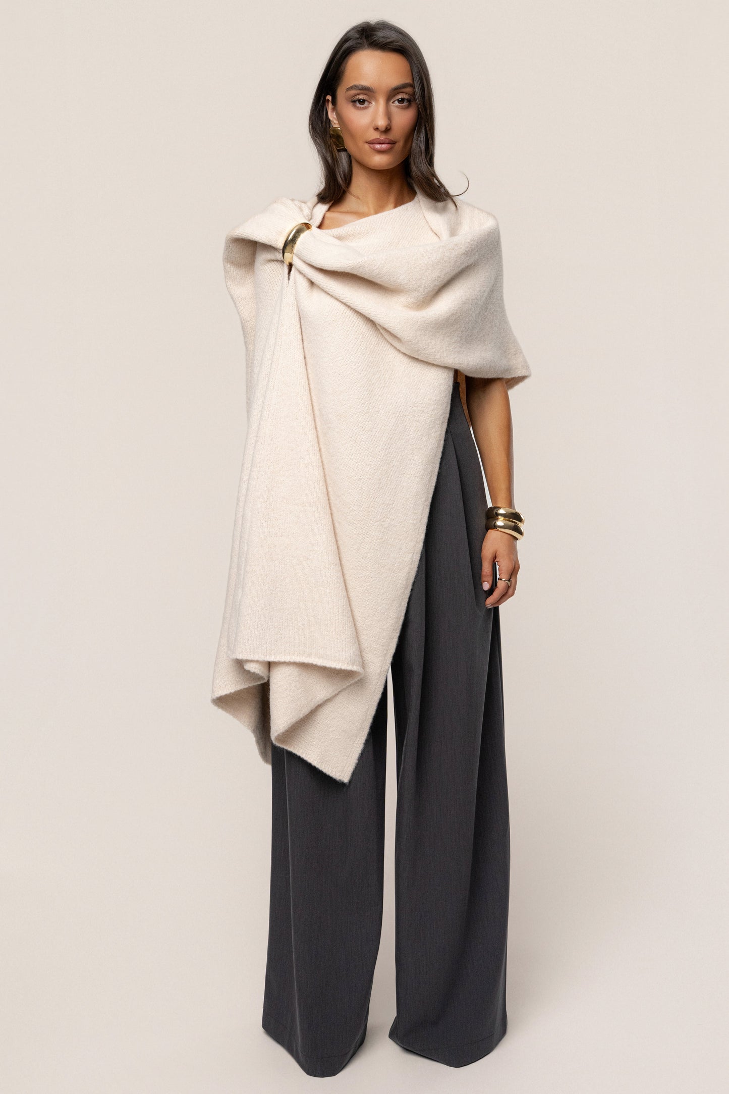 Ivory Radiance Knit Shawl