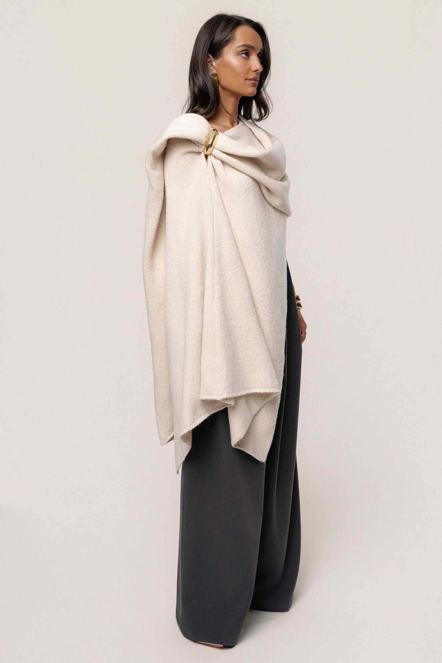 Ivory Radiance Knit Shawl