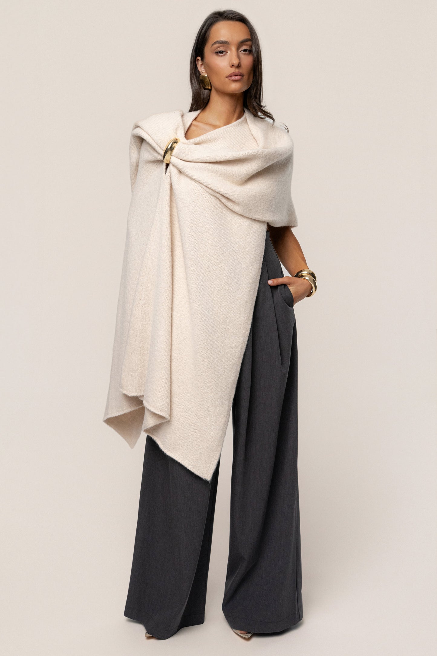 Ivory Radiance Knit Shawl
