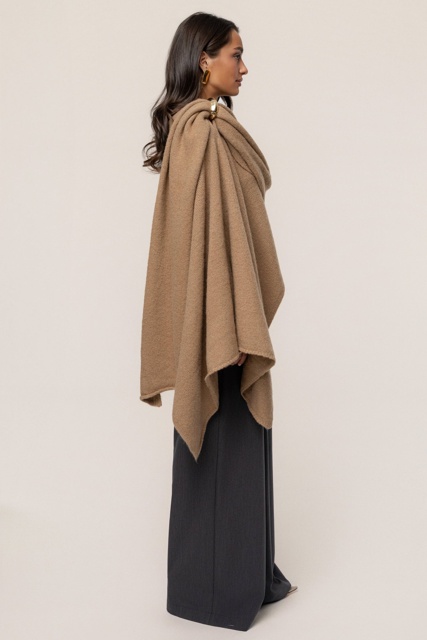 Taupe Radiance Knit Shawl