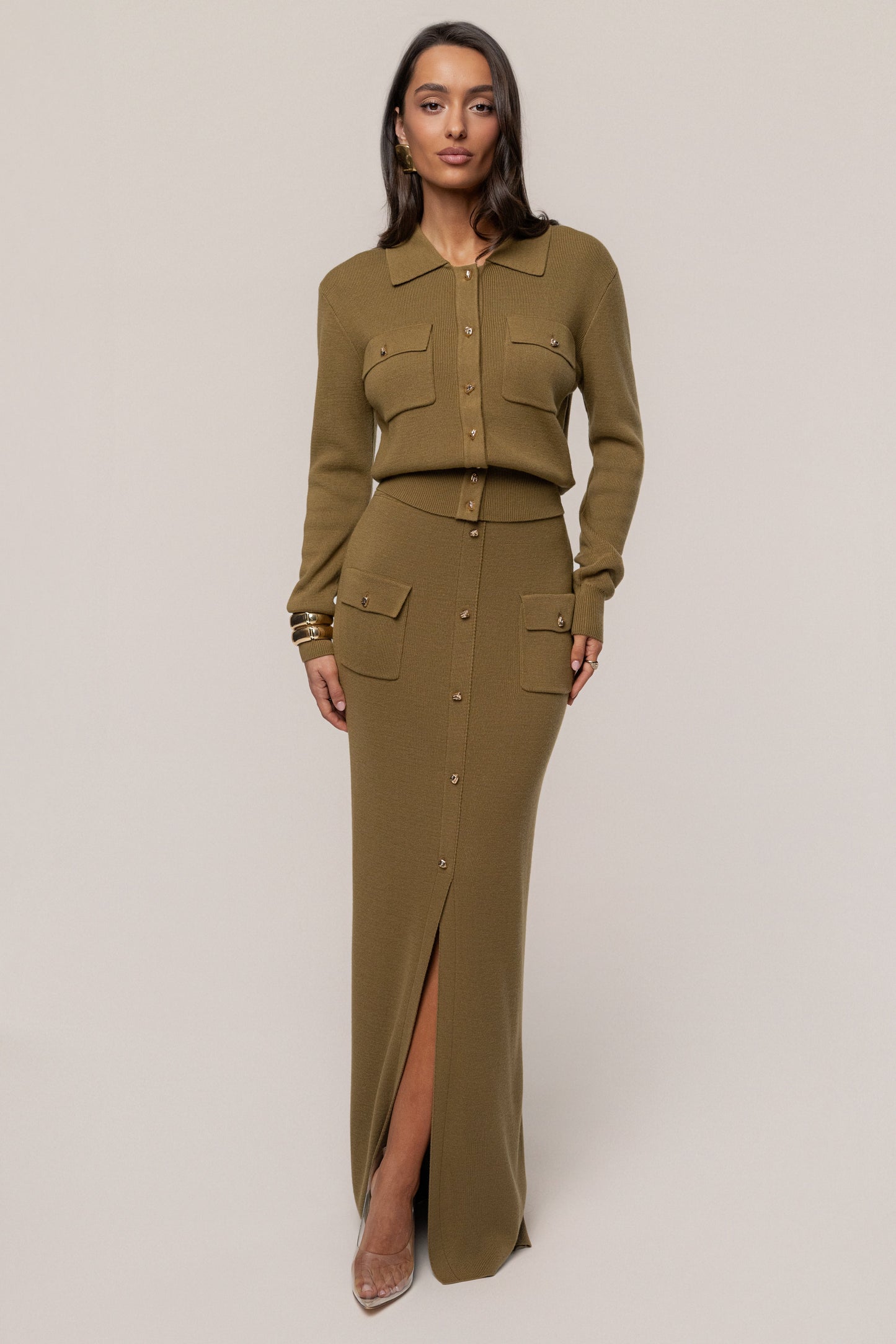 Olive Fall Bliss Maxi Skirt
