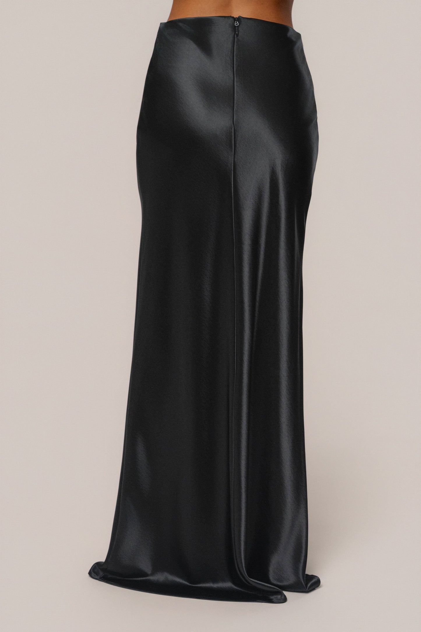 Black Tradition Satin Maxi Skirt JLUXLABEL