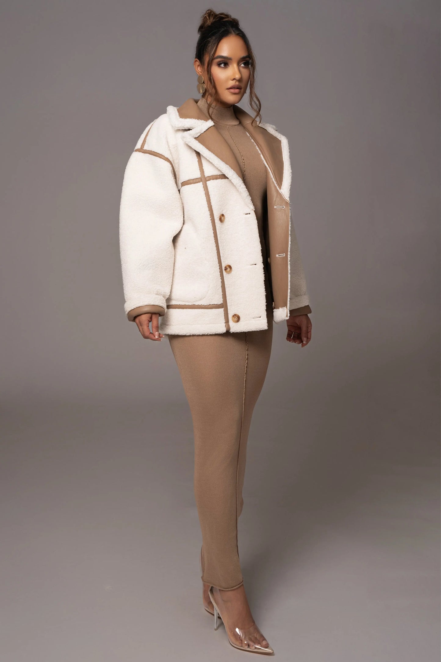 Tan Never Settle Reversible Teddy Jacket JLUXLABEL