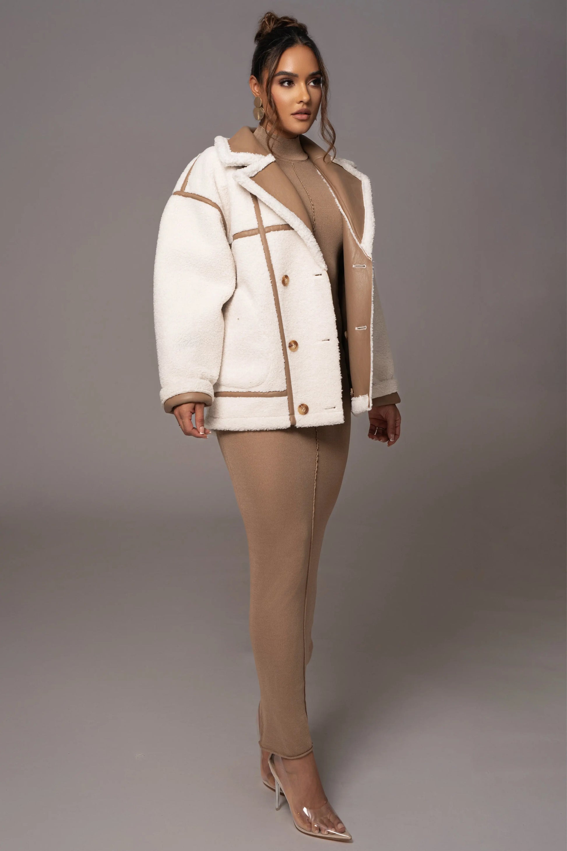 Tan Never Settle Reversible Teddy Jacket JLUXLABEL