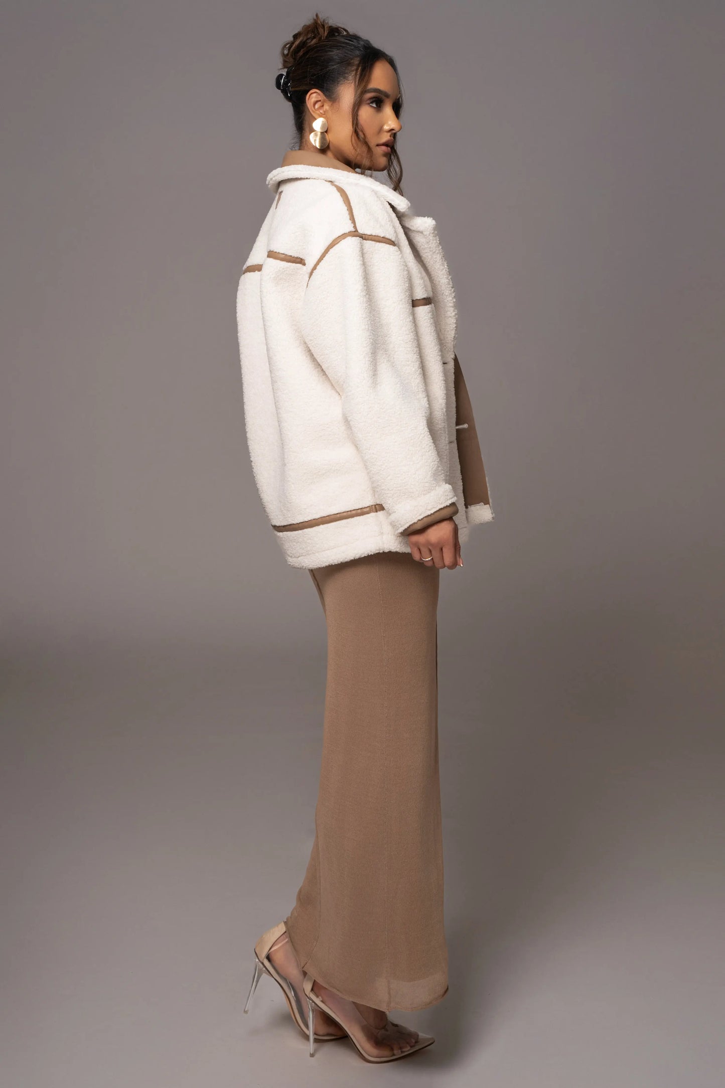 Tan Never Settle Reversible Teddy Jacket JLUXLABEL