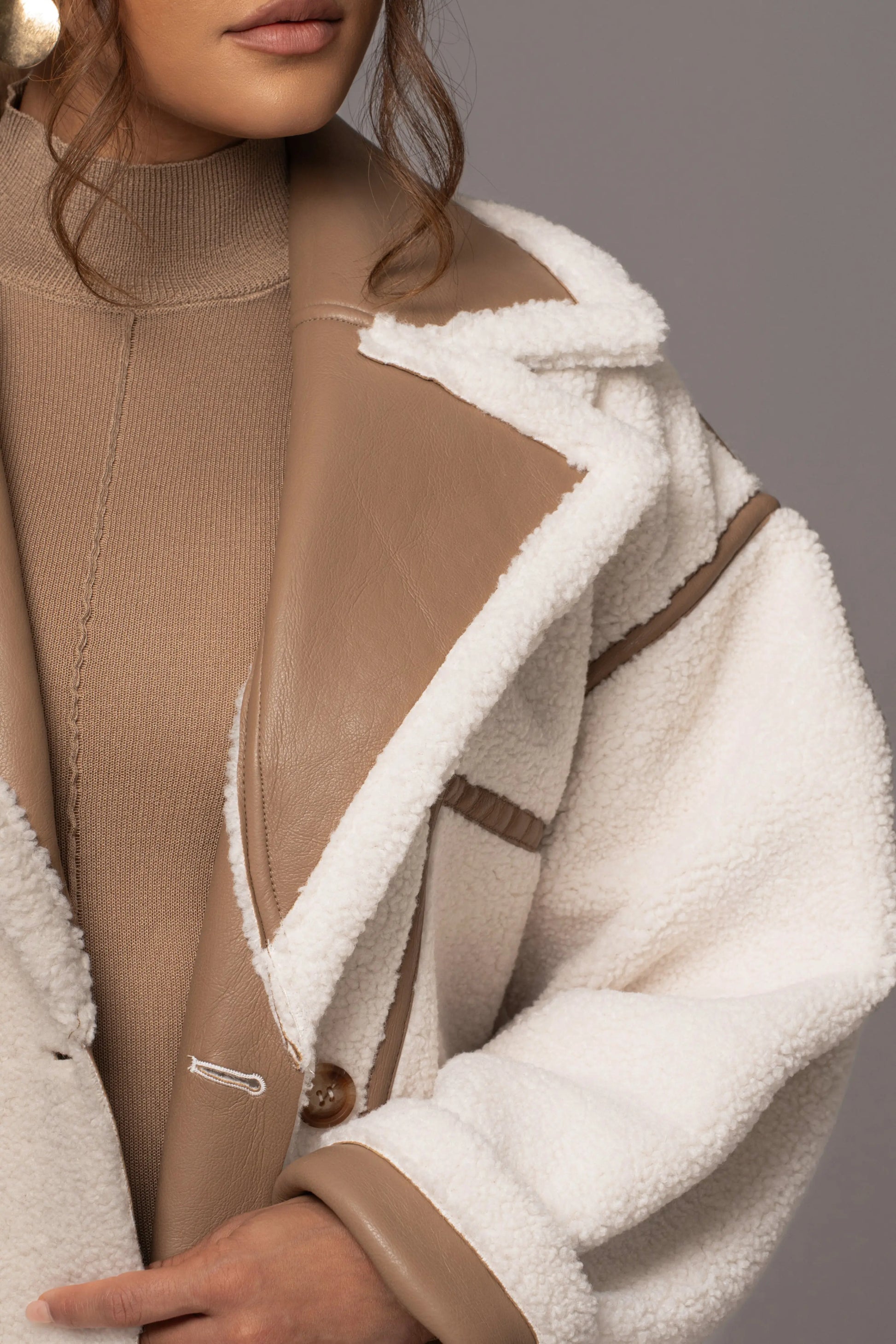 Tan Never Settle Reversible Teddy Jacket JLUXLABEL
