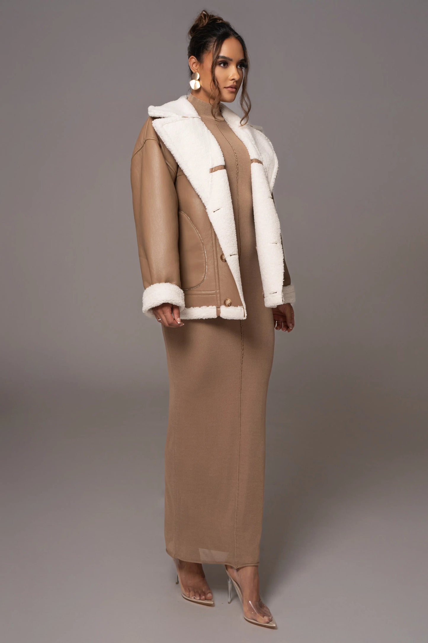 Tan Never Settle Reversible Teddy Jacket JLUXLABEL