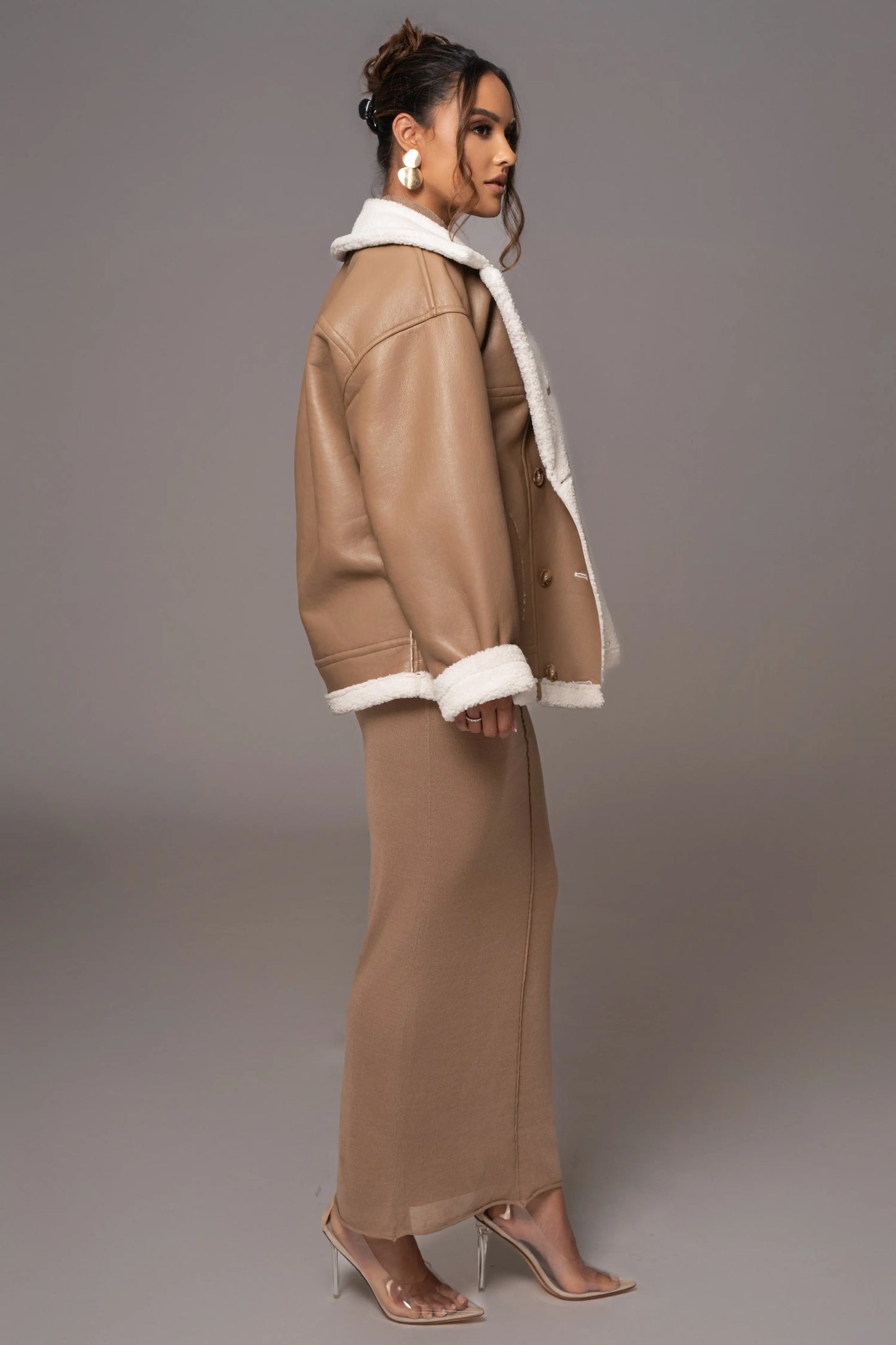 Tan Never Settle Reversible Teddy Jacket JLUXLABEL