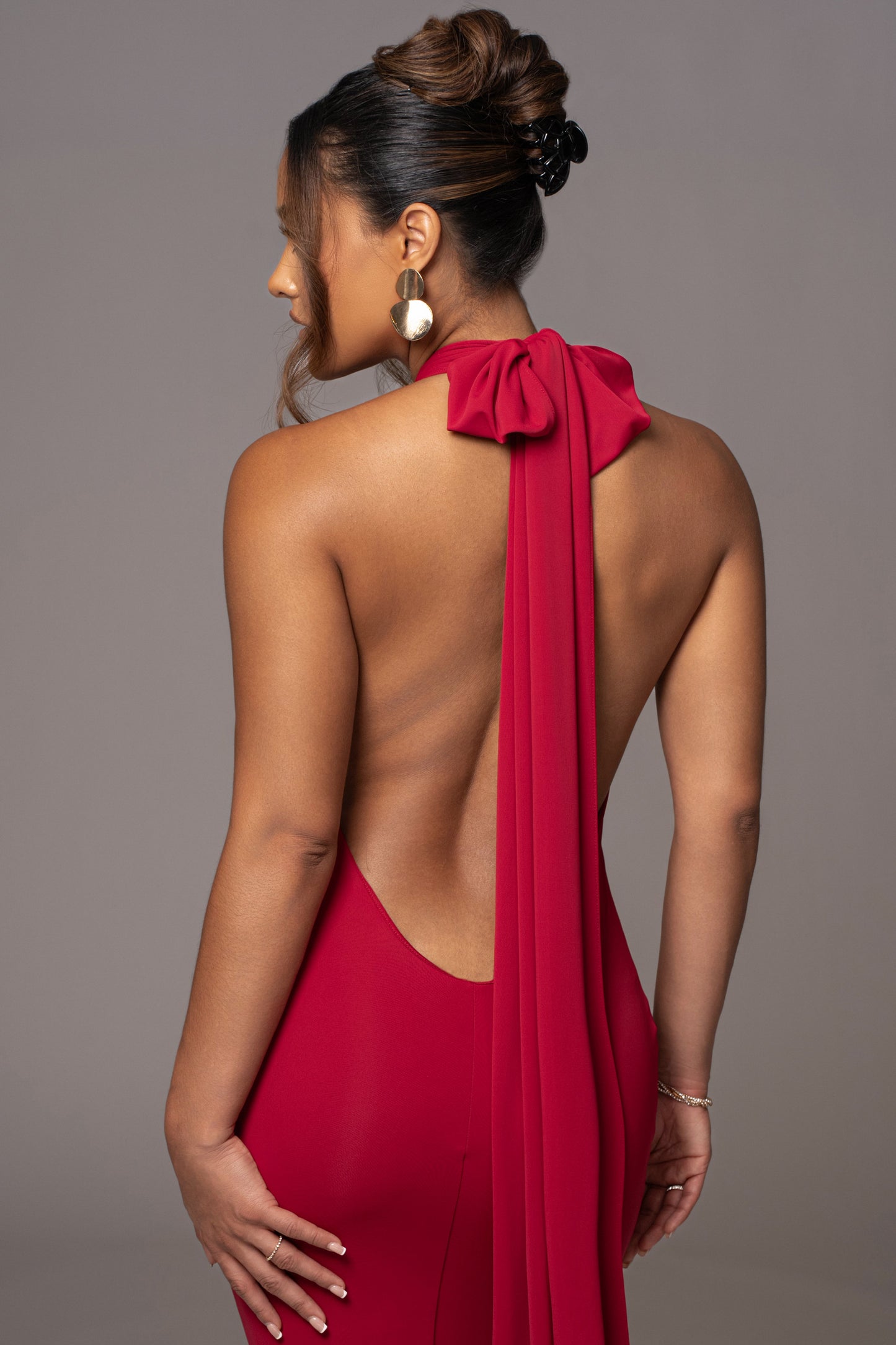 Red Golden Evening Maxi Gown