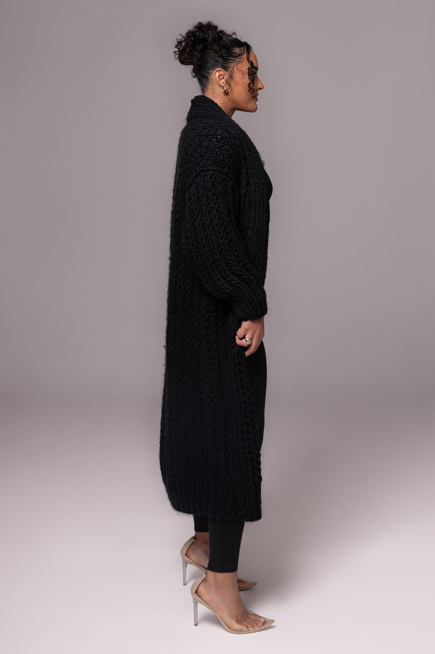 Black Hold Me Close Shawl Collar Cardigan JLUXLABEL