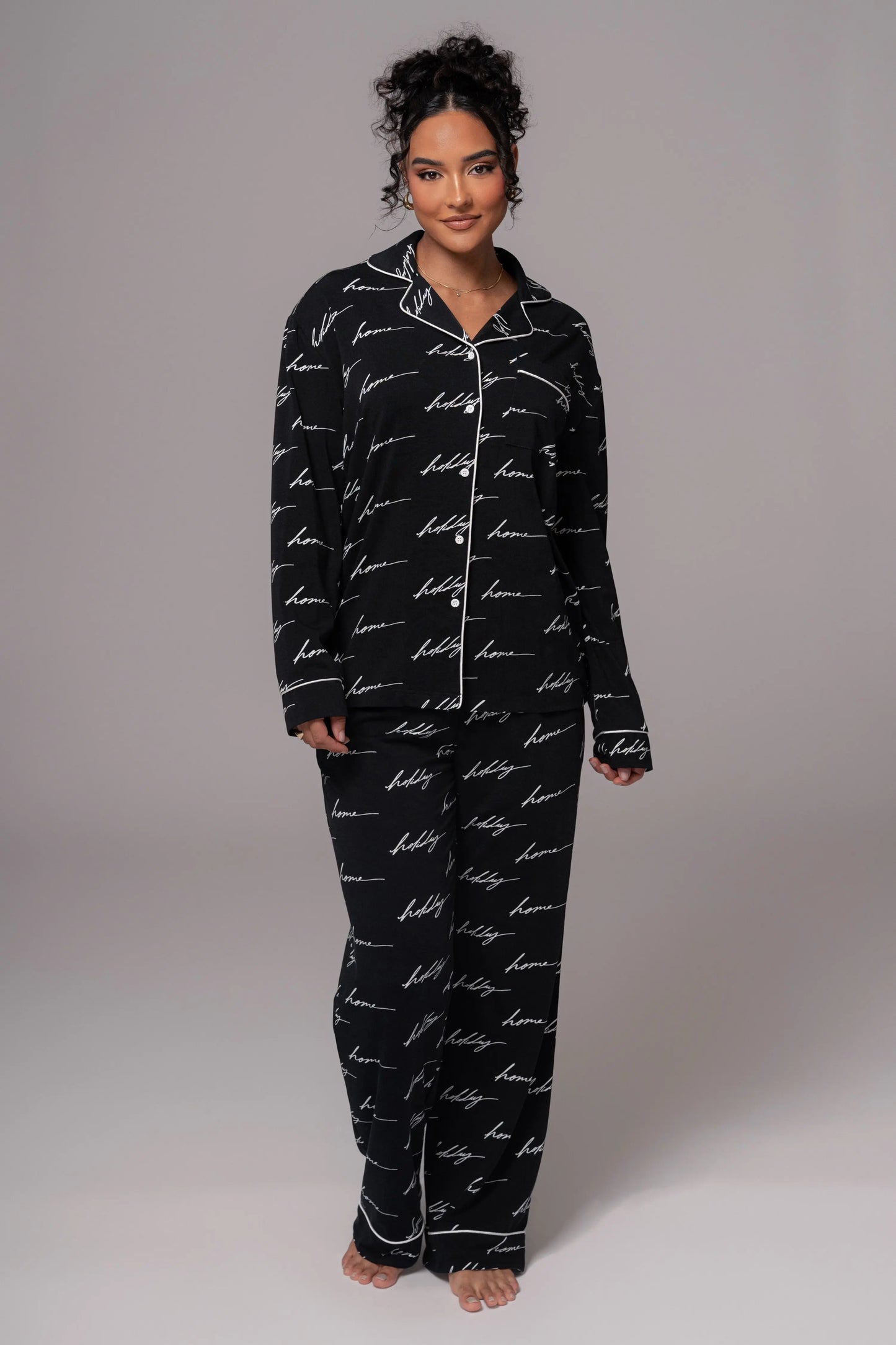 Black Home For The Holidays Adult Pajama Set JLUXLABEL