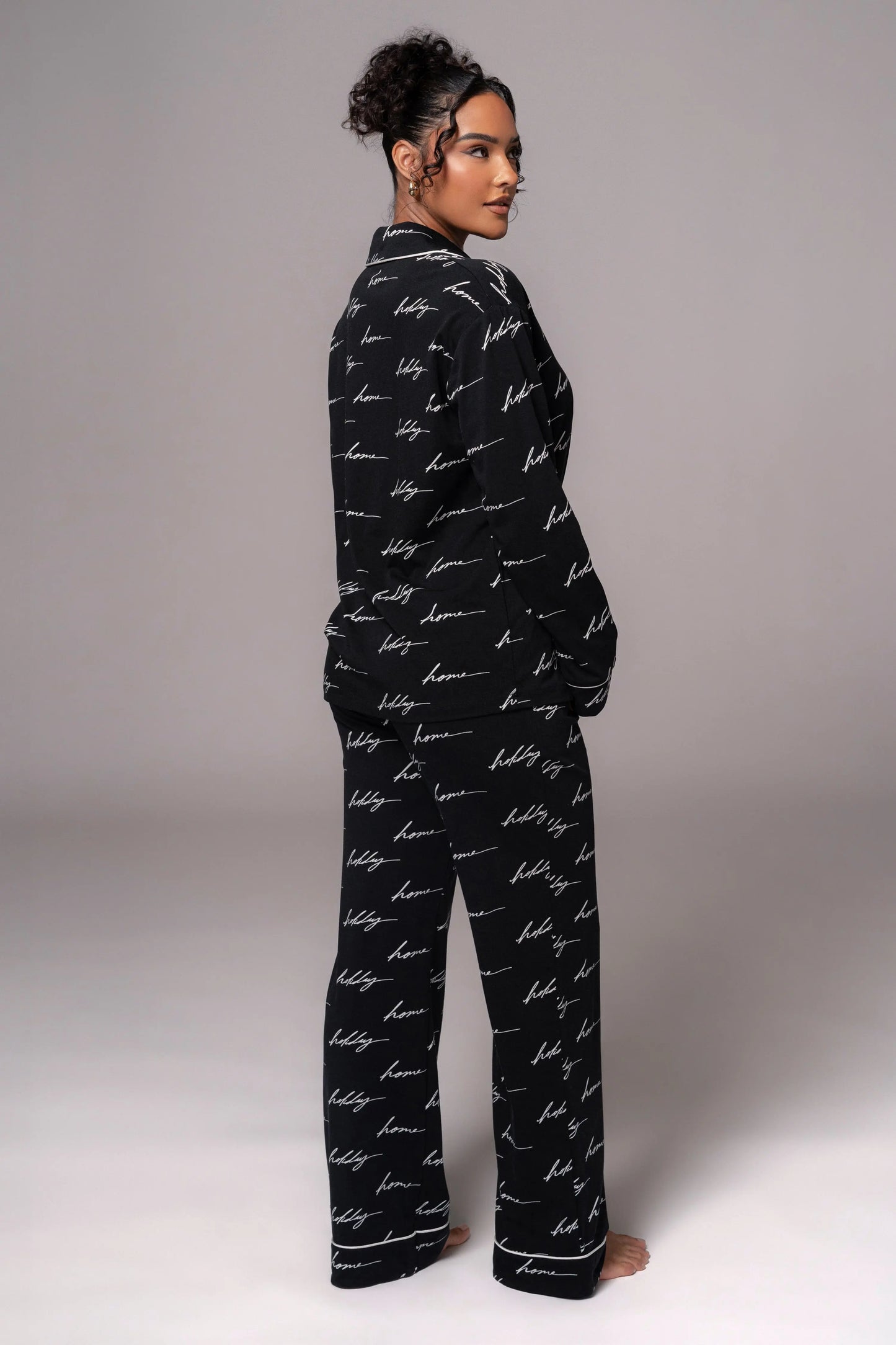 Black Home For The Holidays Adult Pajama Set JLUXLABEL
