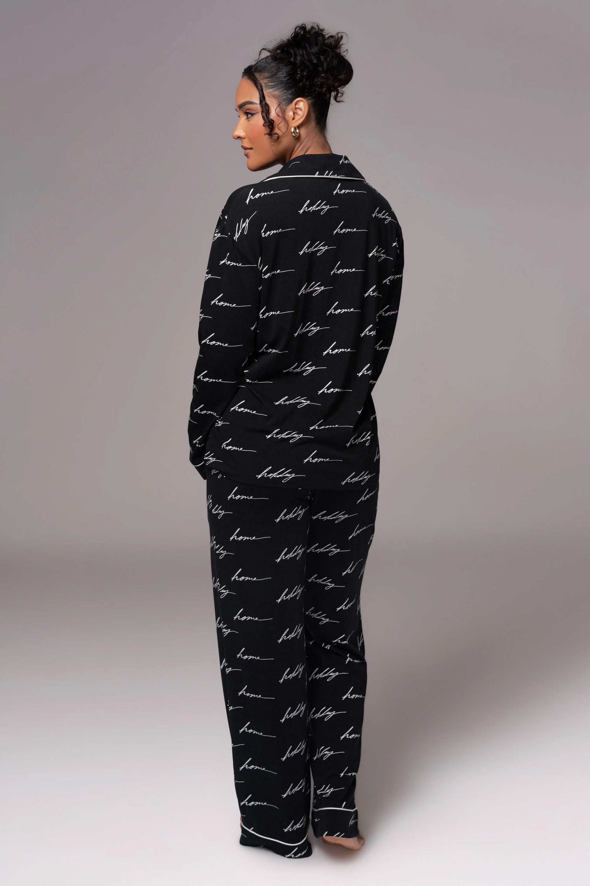 Black Home For The Holidays Adult Pajama Set JLUXLABEL