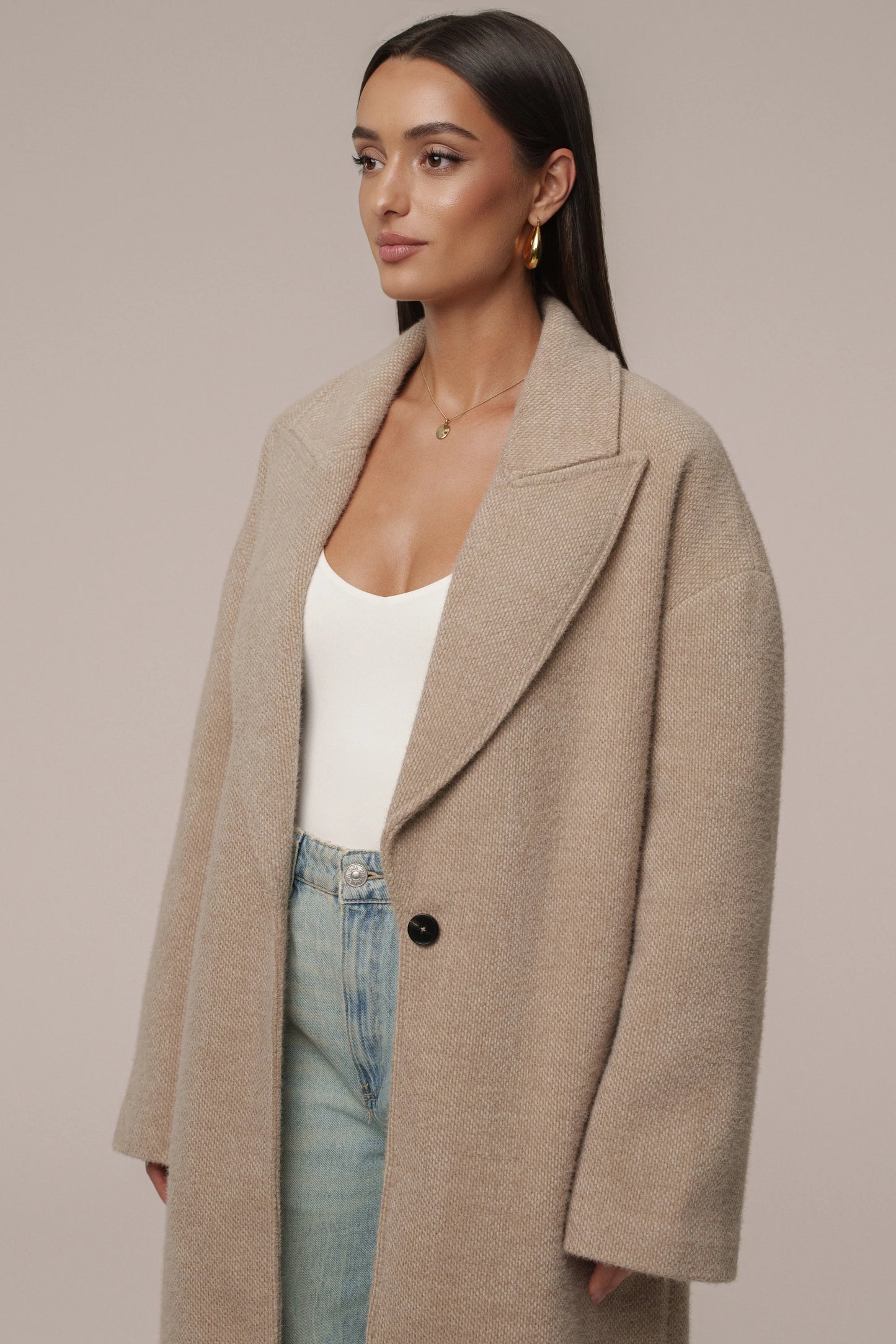 Sand Dion Oversized Coat JLUXLABEL