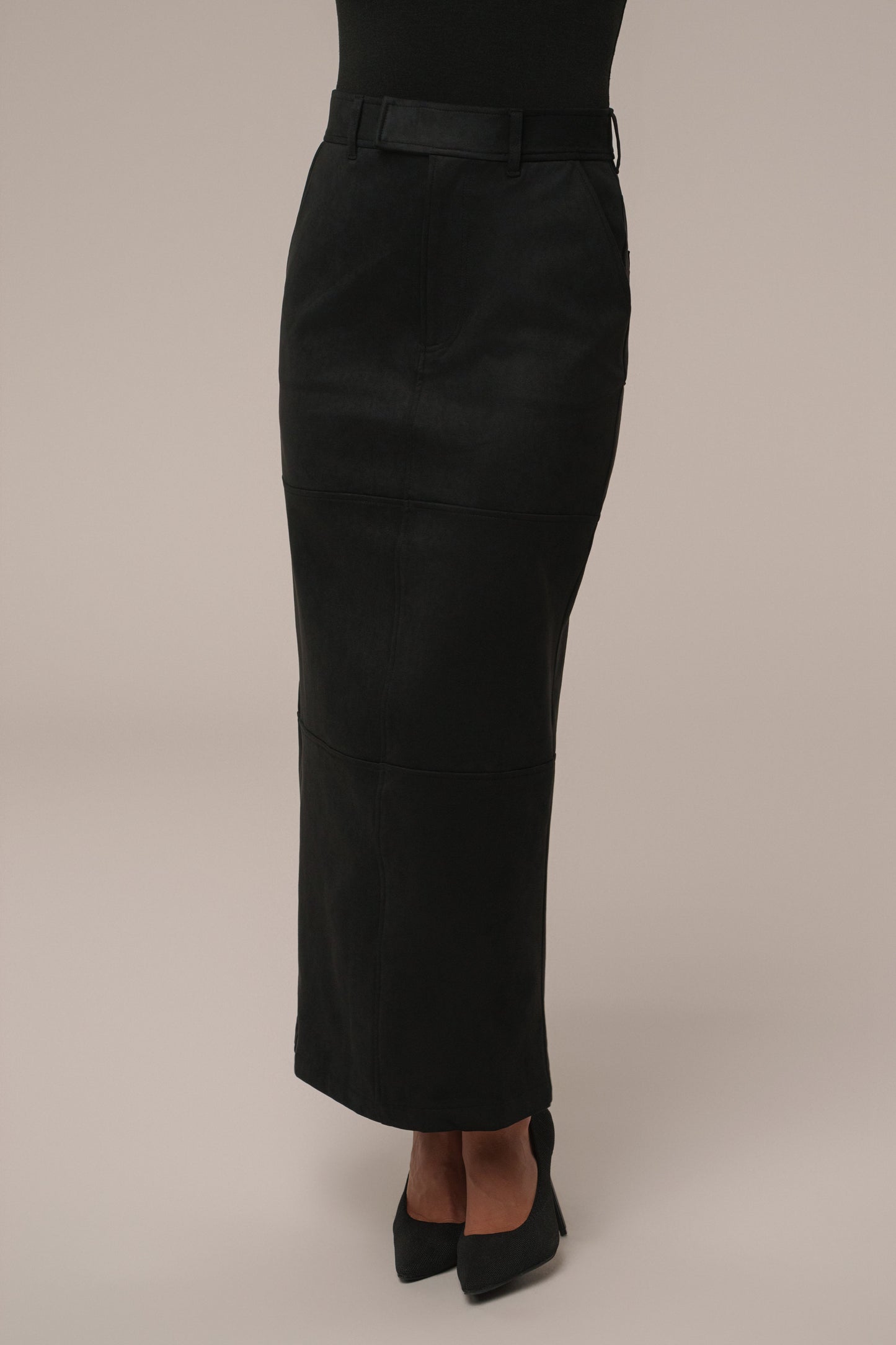 Black Joy Suede Maxi Skirt