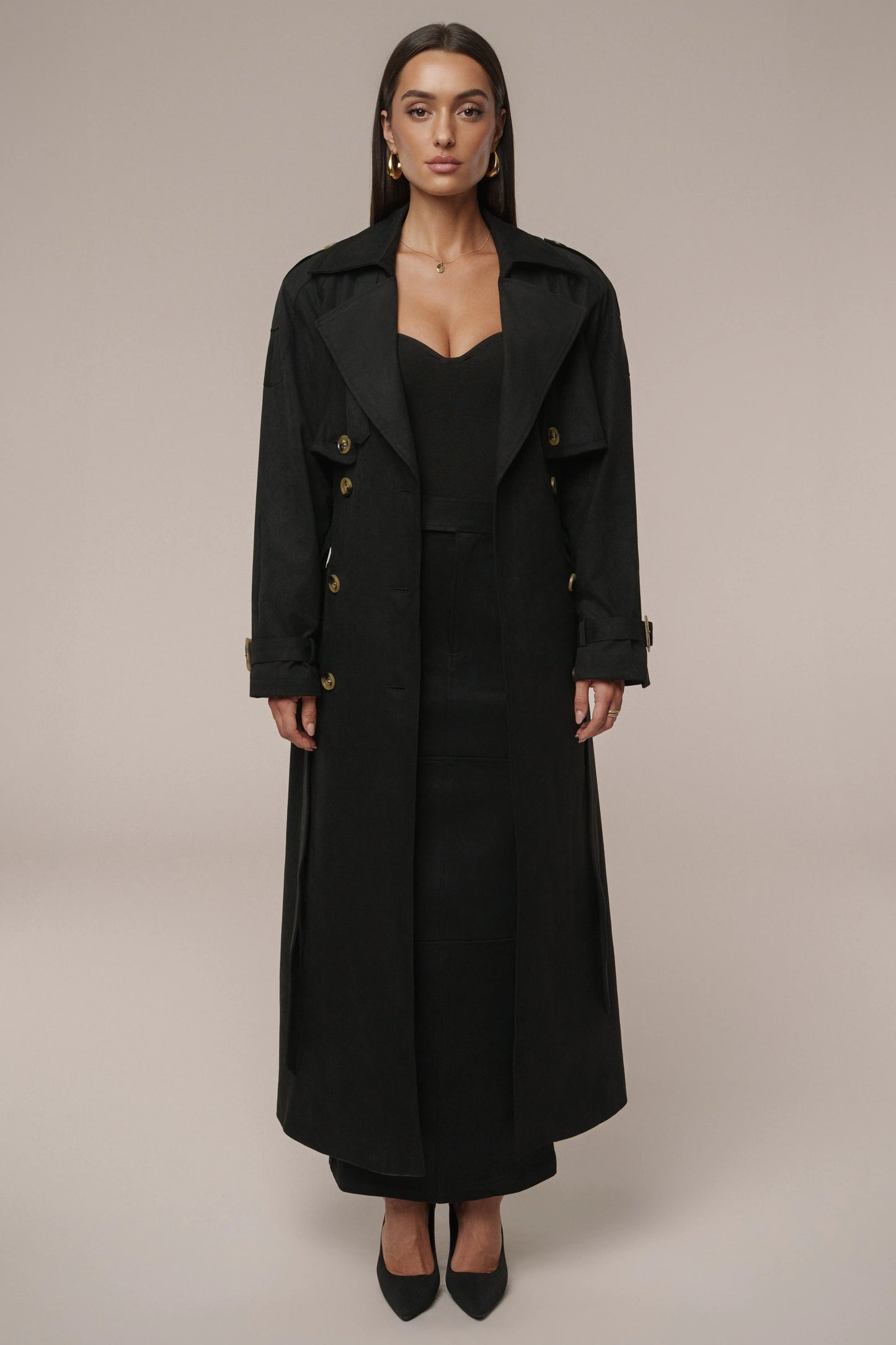 Black Elite Suede Coat JLUXLABEL