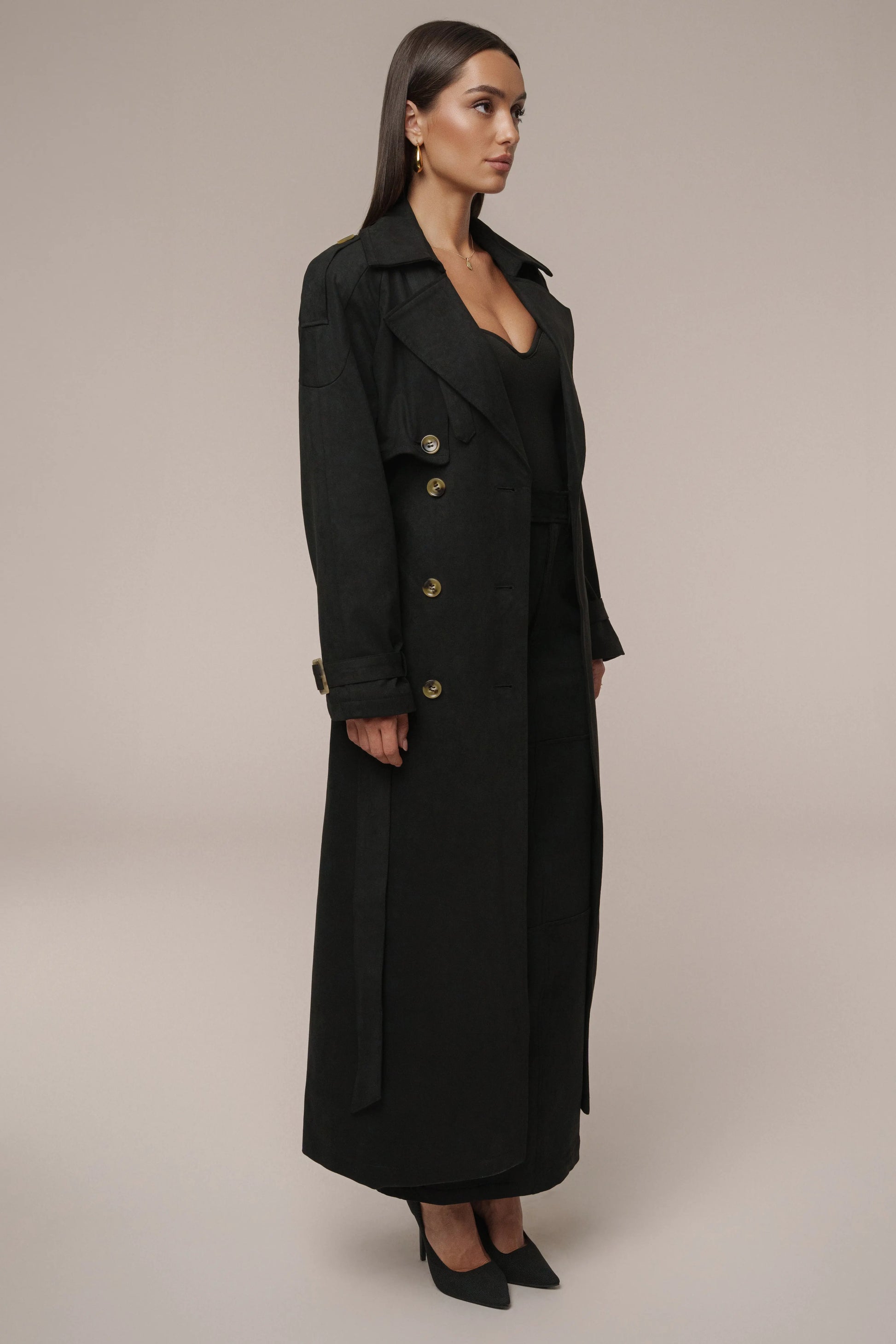 Black Elite Suede Coat JLUXLABEL