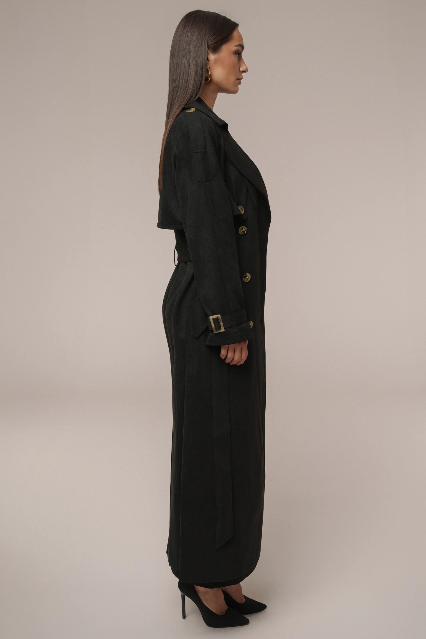 Black Elite Suede Coat JLUXLABEL