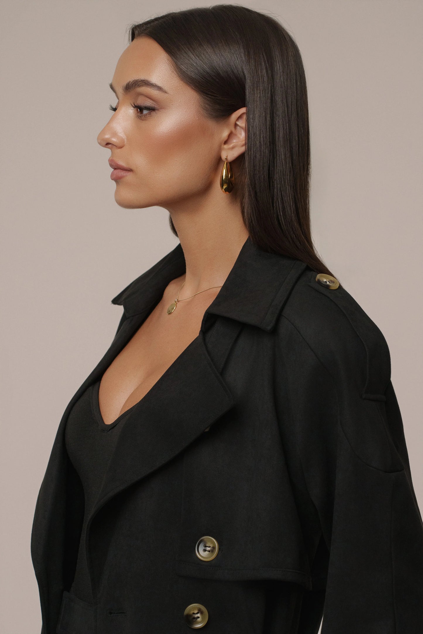 Black Elite Suede Coat JLUXLABEL