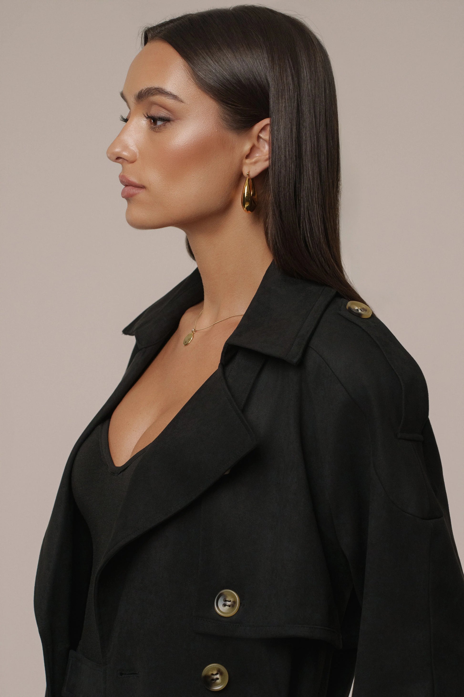 Black Elite Suede Coat JLUXLABEL