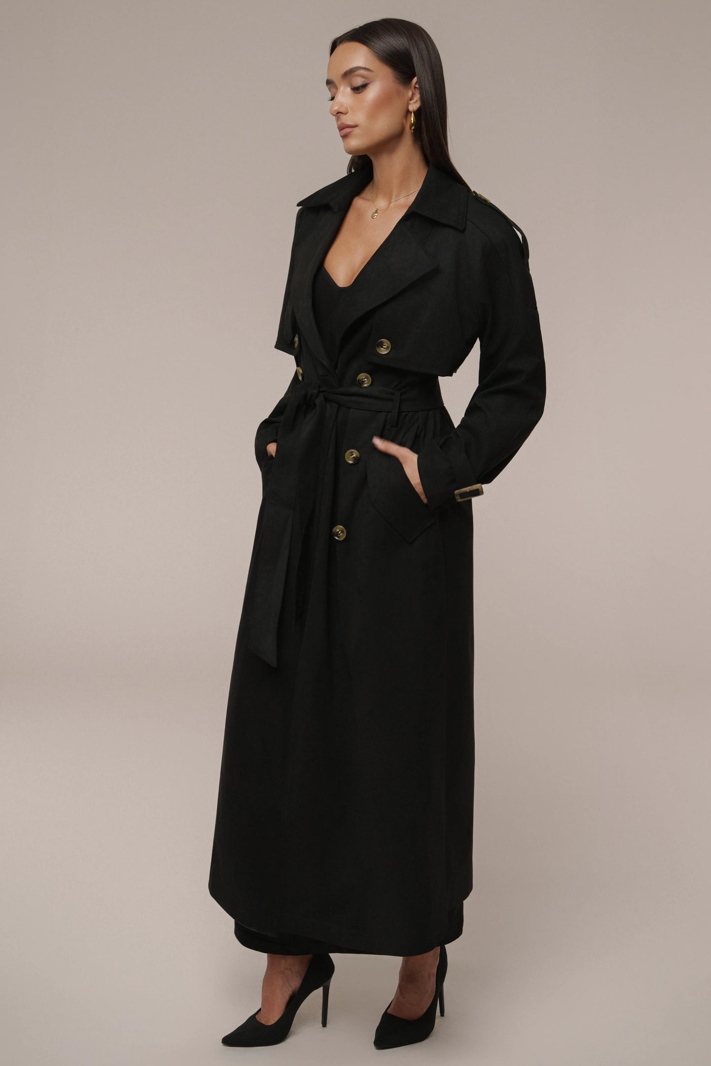 Black Elite Suede Coat JLUXLABEL