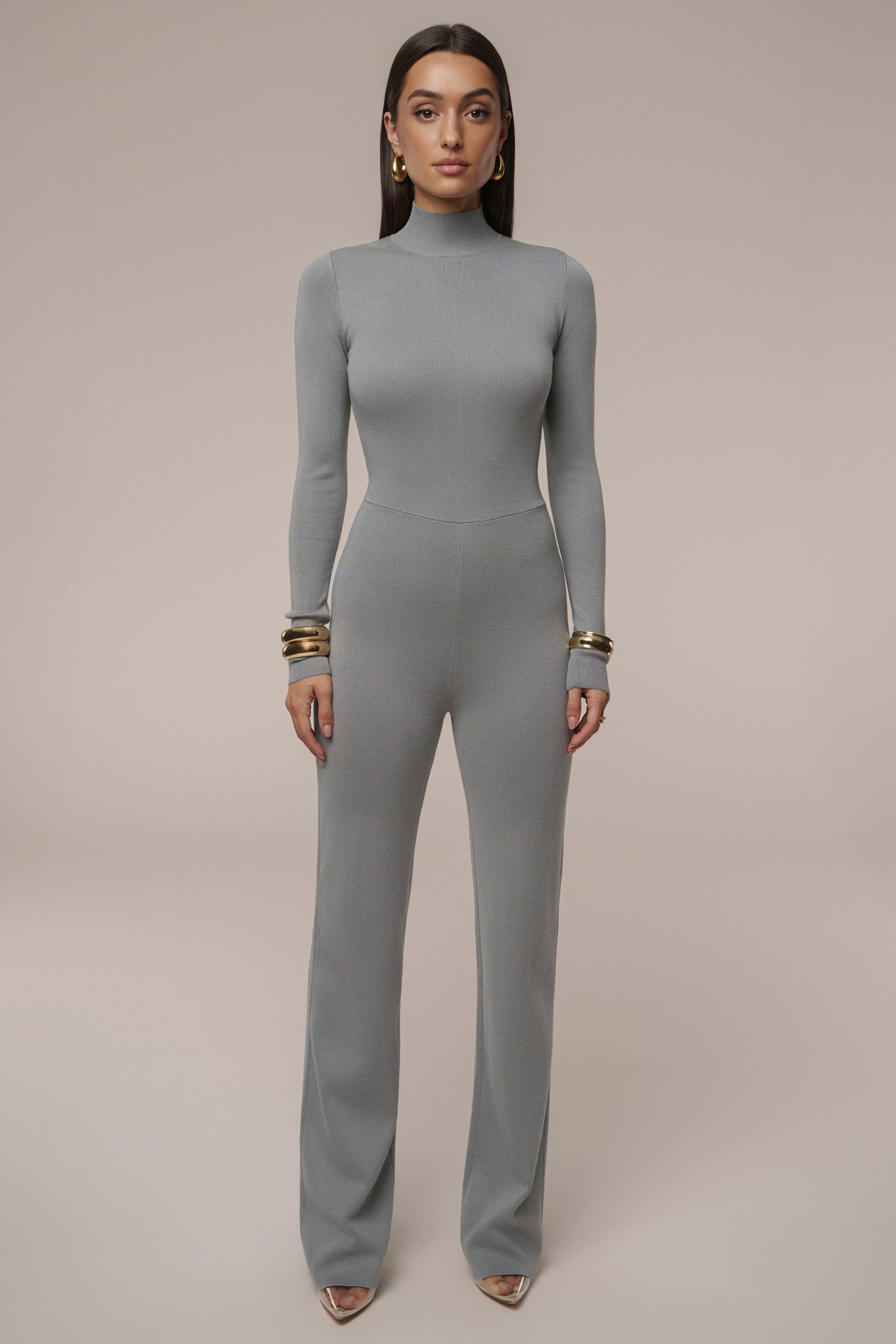 Grey Noel Sweater Knit Jumpsuit JLUXLABEL