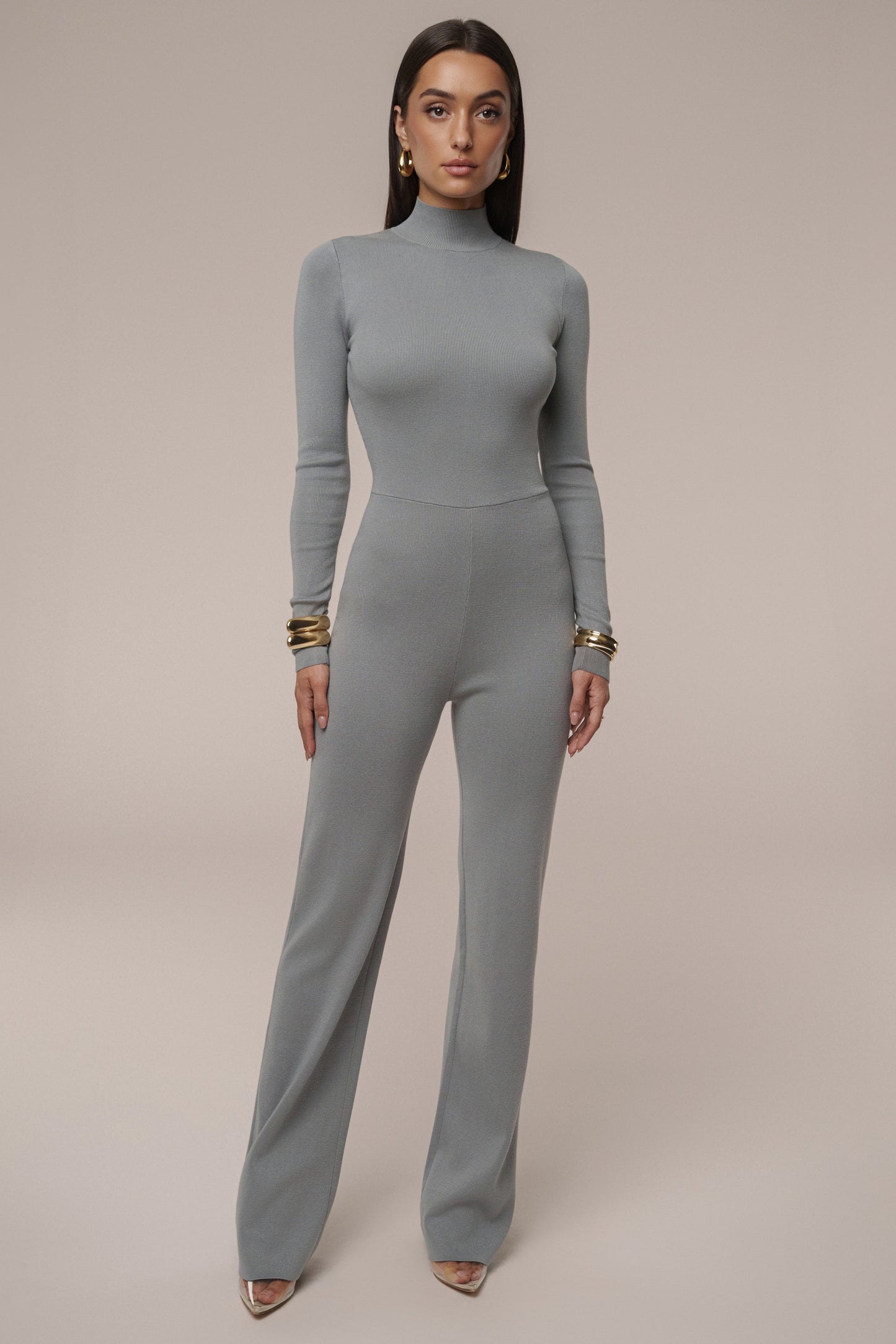 Grey Noel Sweater Knit Jumpsuit JLUXLABEL