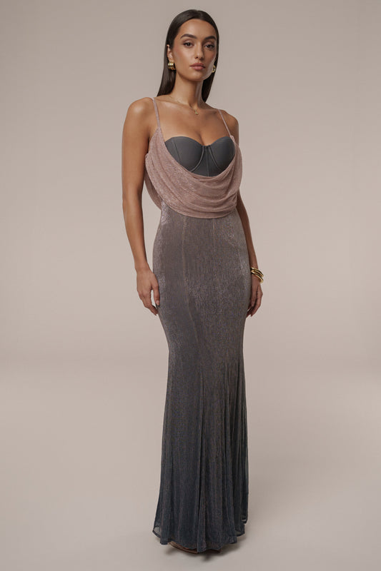 Pink Dusk Shimmery Nights Maxi Dress