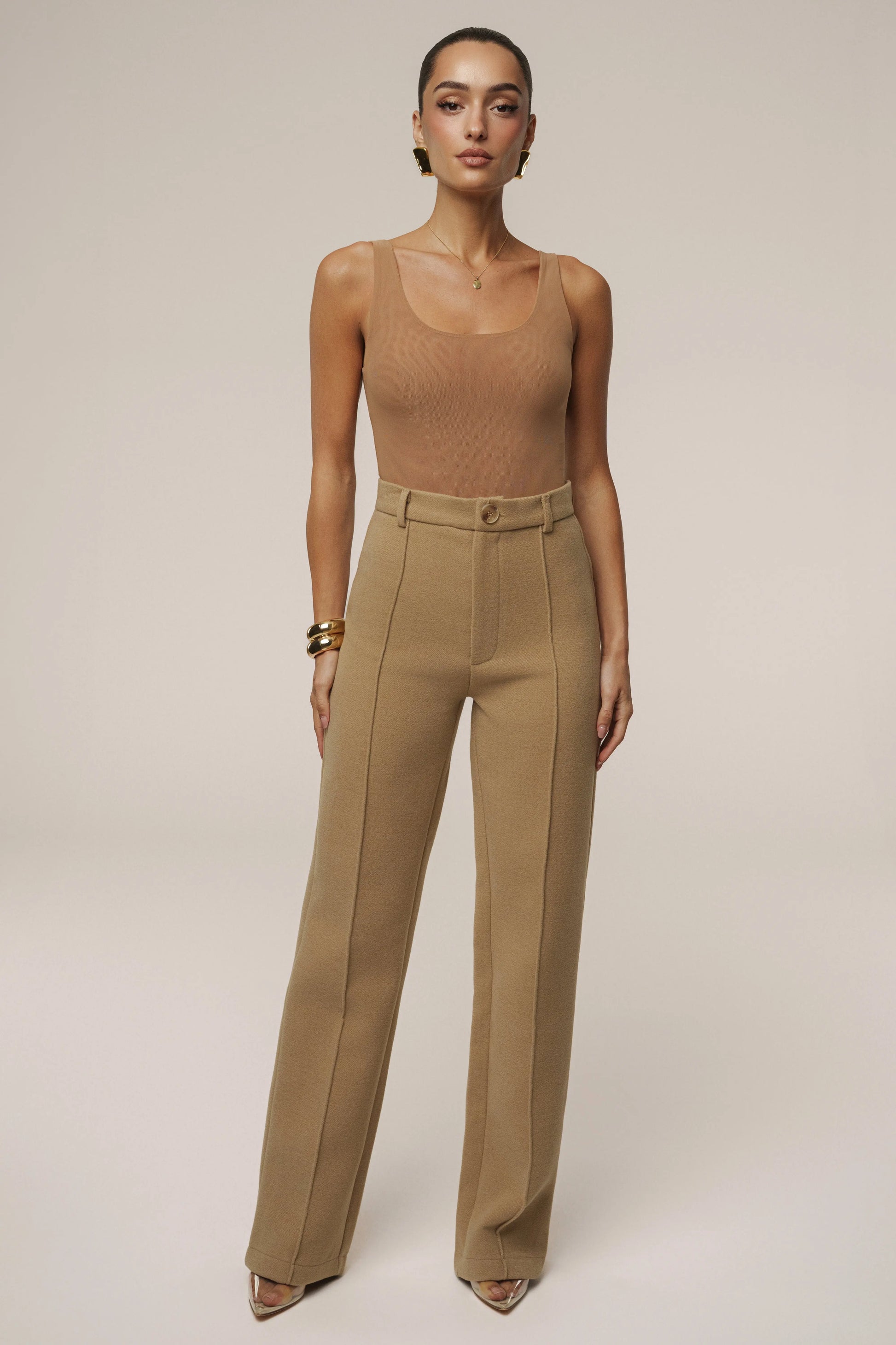 Pecan Mesh Essentials Tank Bodysuit Undergarment JLUXLABEL
