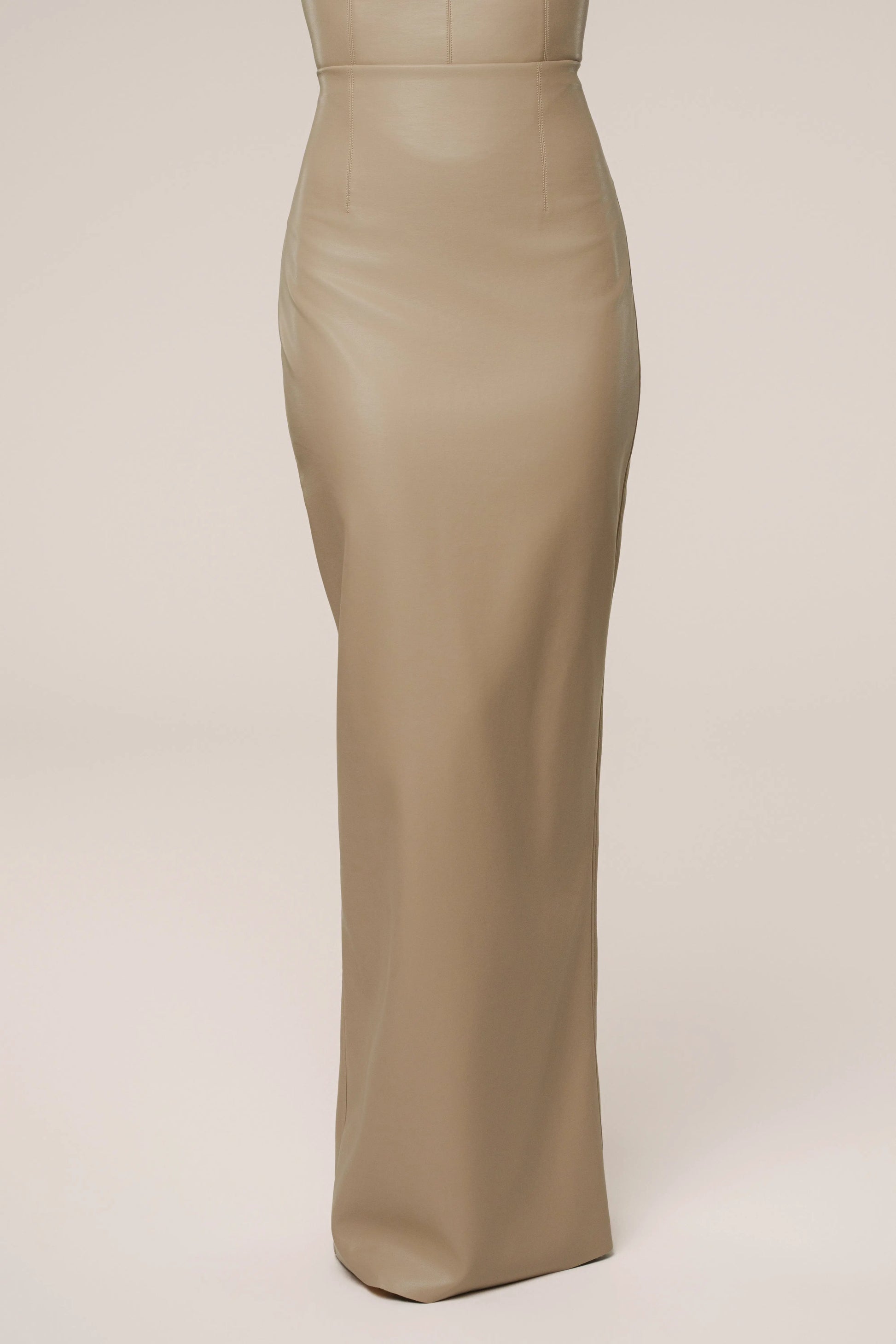 Tan Ace PU Leather Skirt JLUXLABEL