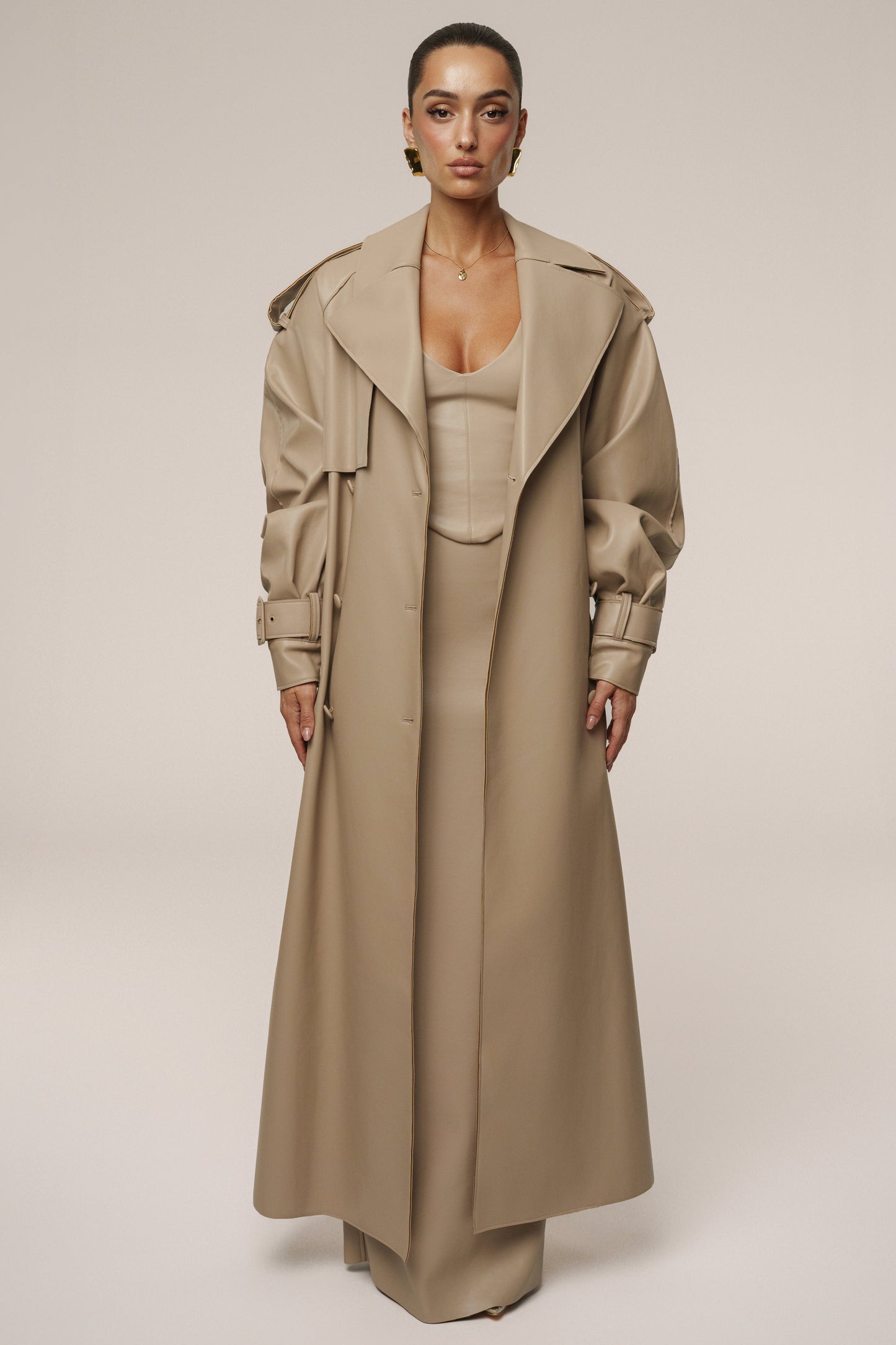 Tan The Icon PU Leather Coat