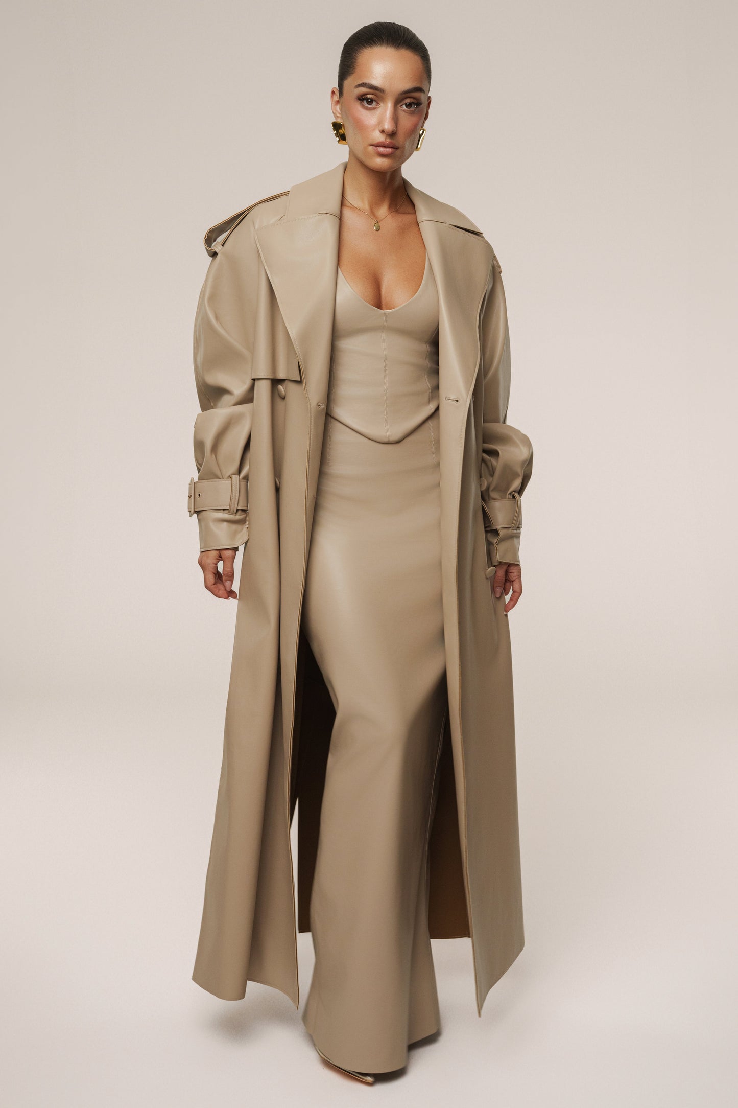 Tan The Icon PU Leather Coat