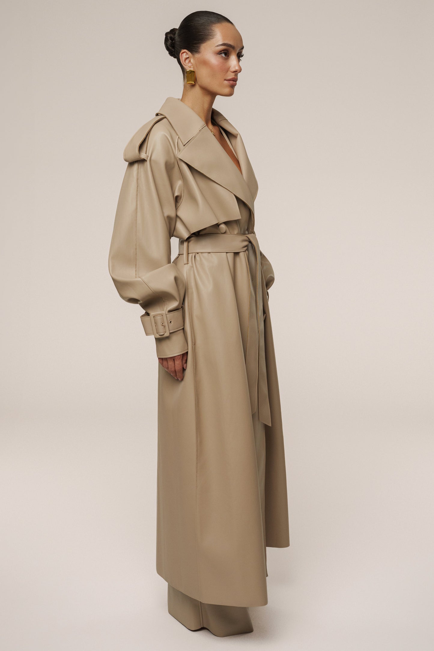 Tan The Icon PU Leather Coat