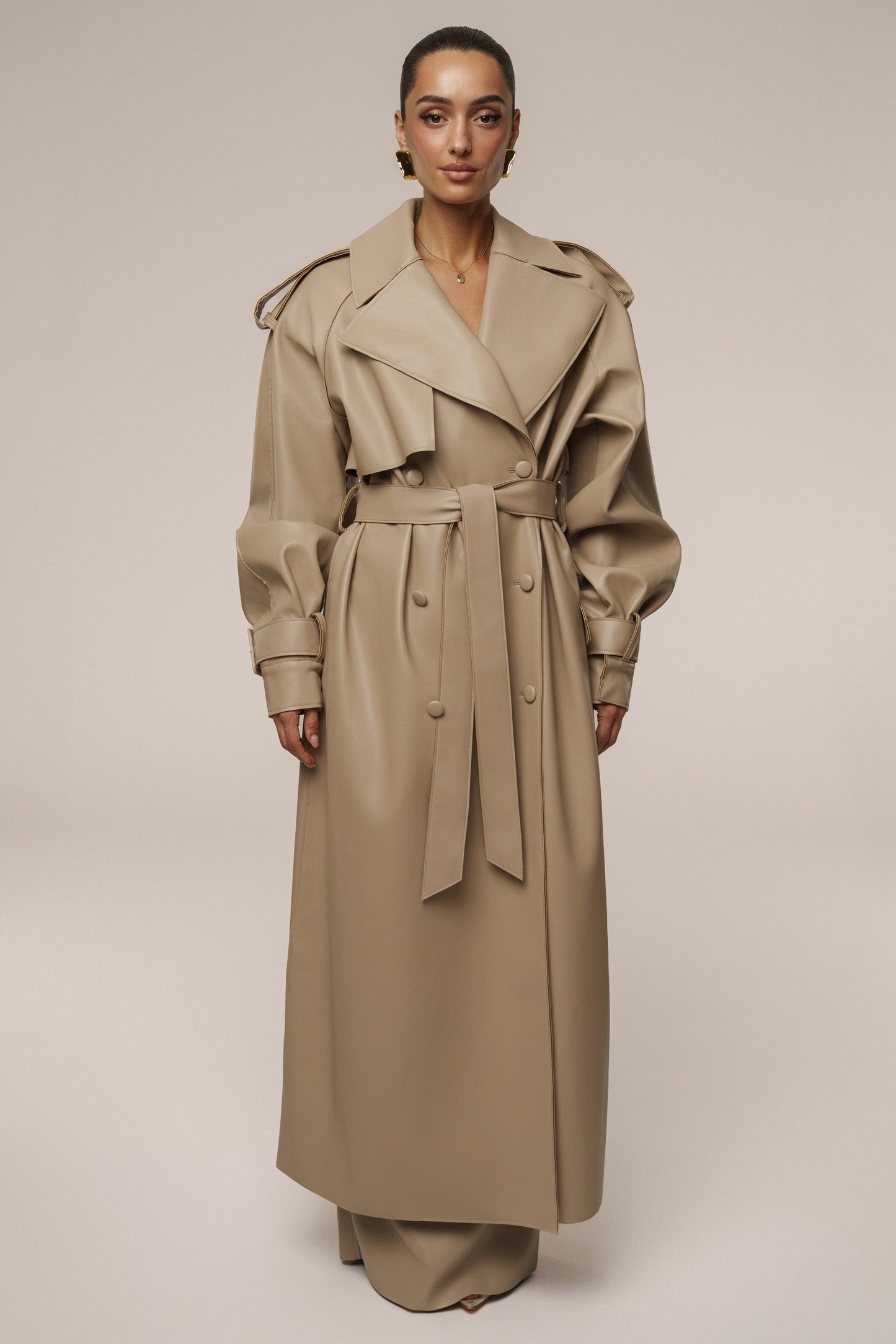 Tan The Icon PU Leather Coat