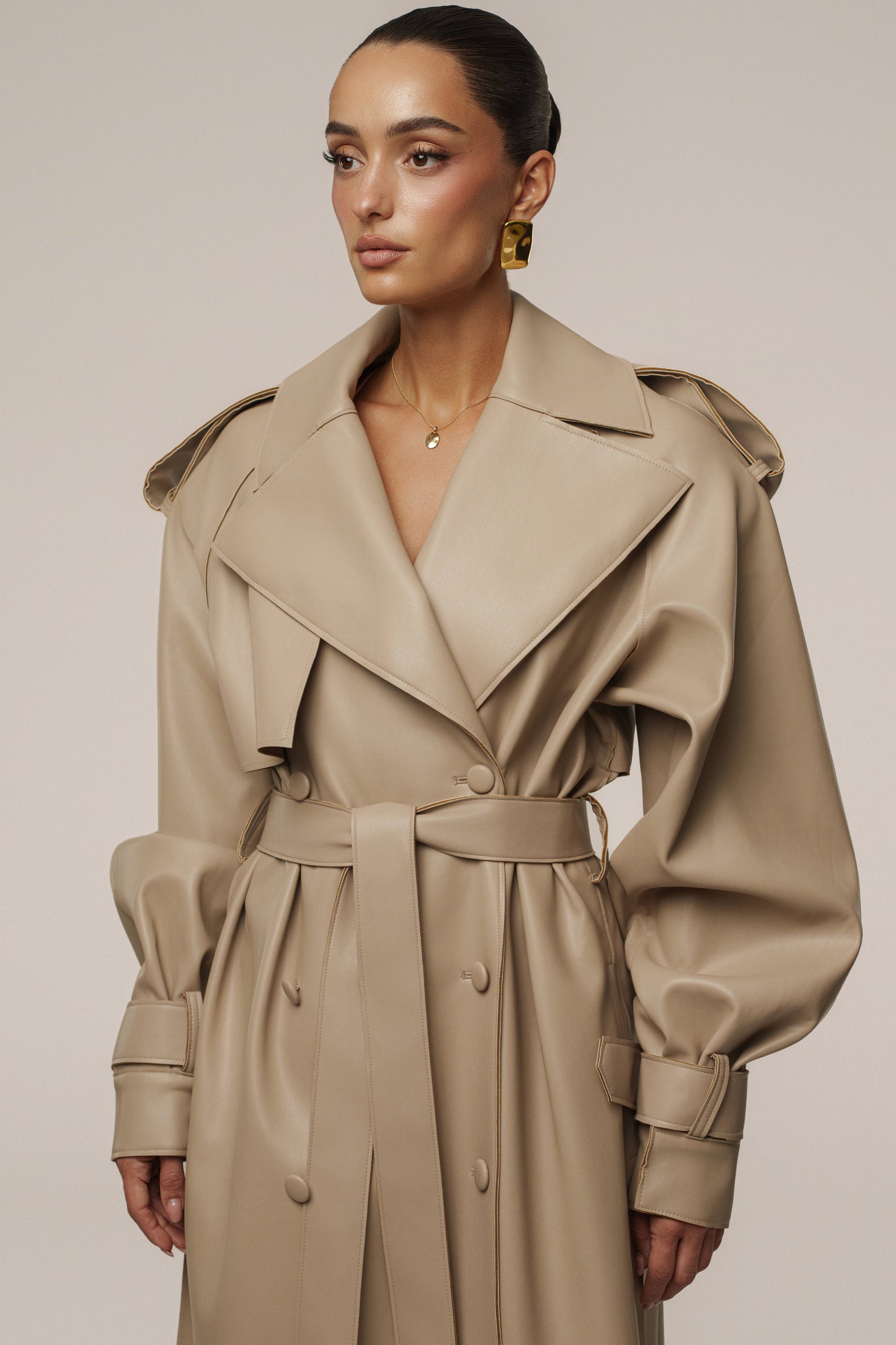 Tan The Icon PU Leather Coat