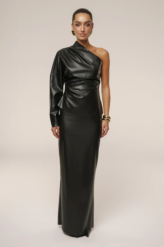 Black Ace PU Leather Skirt JLUXLABEL